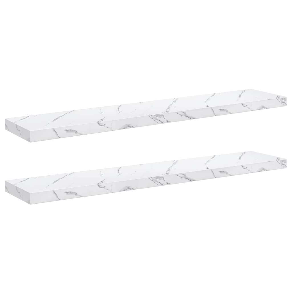 Polica na zidu Zidne 2 pcs Bijeli mramor 120 x 23,5 x 4 cm