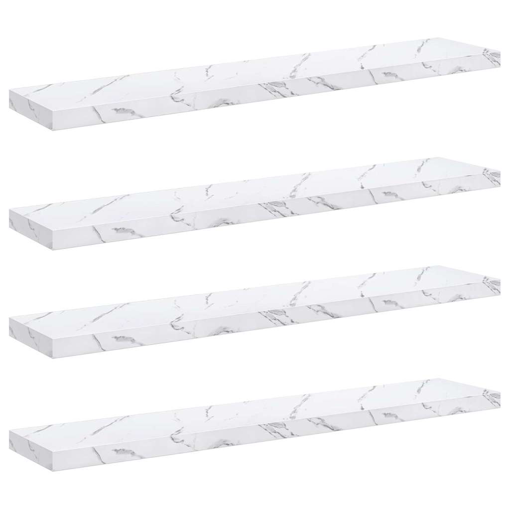 Polica na zidu Zidne 4 pcs Bijeli mramor 120 x 23,5 x 4 cm