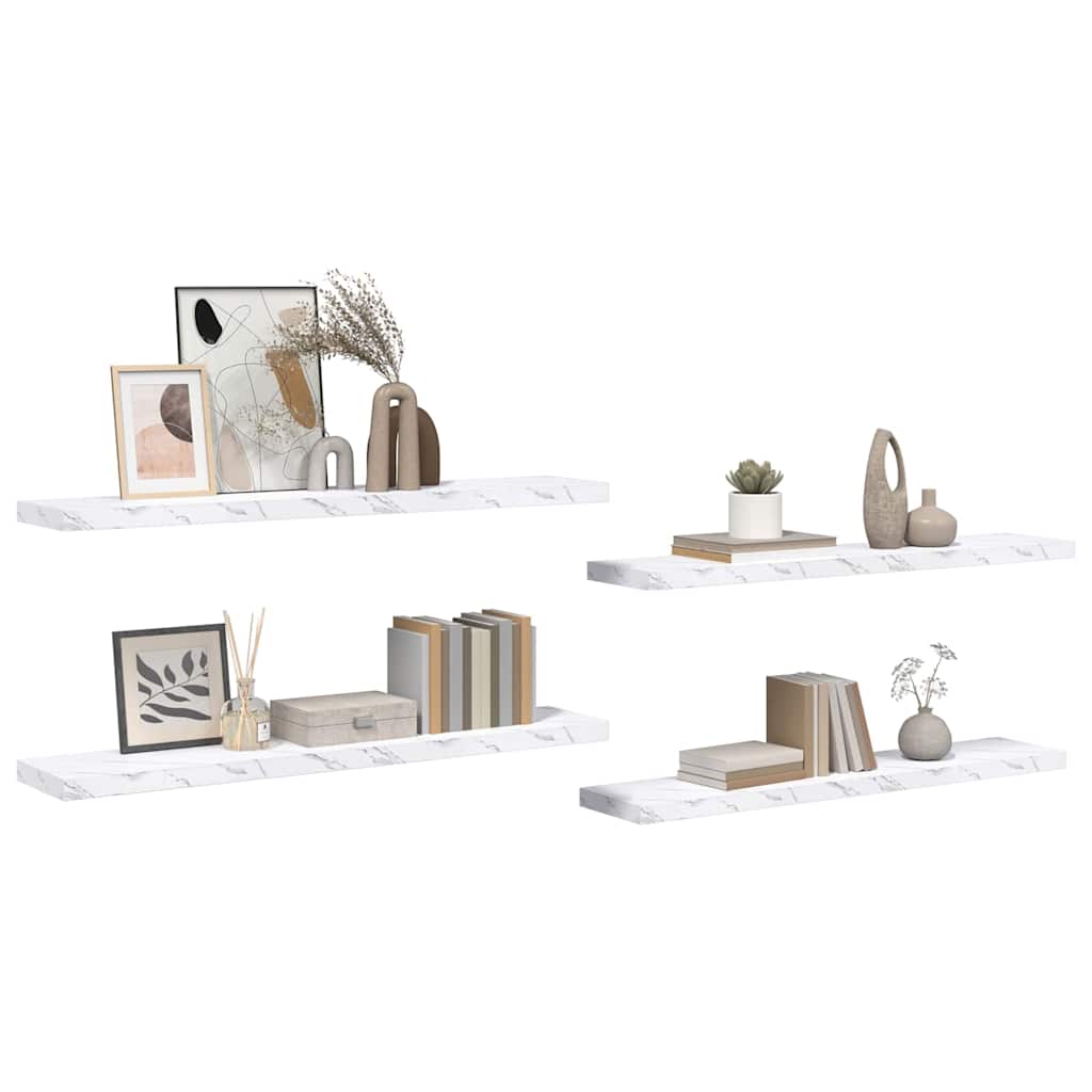 Polica na zidu Zidne 4 pcs Bijeli mramor 120 x 23,5 x 4 cm