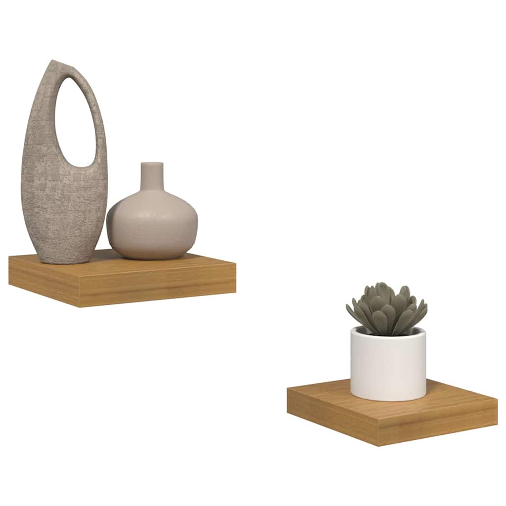 Polica na zidu 2 pcs Bež 23 x 23,5 x 4 cm Konstruirano drvo