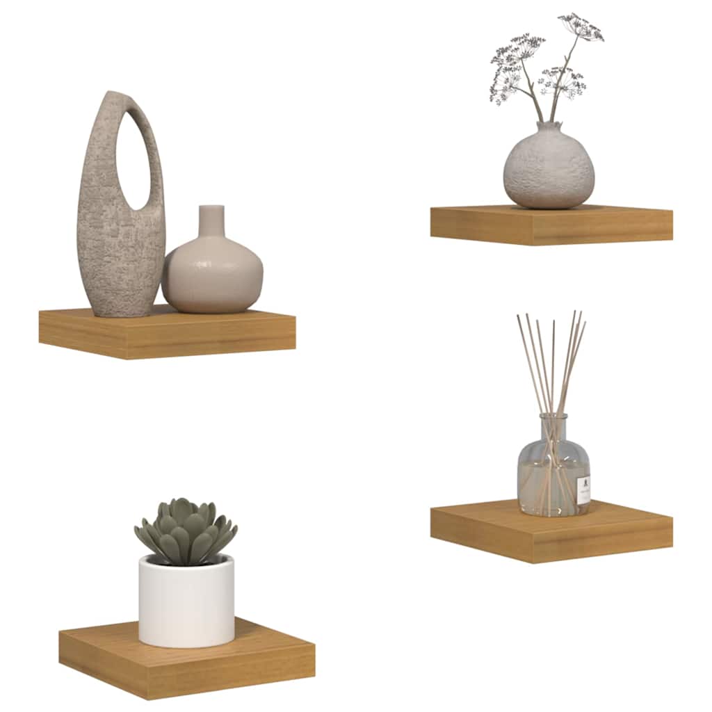 Polica na zidu 4 pcs Bež 23 x 23,5 x 4 cm Konstruirano drvo