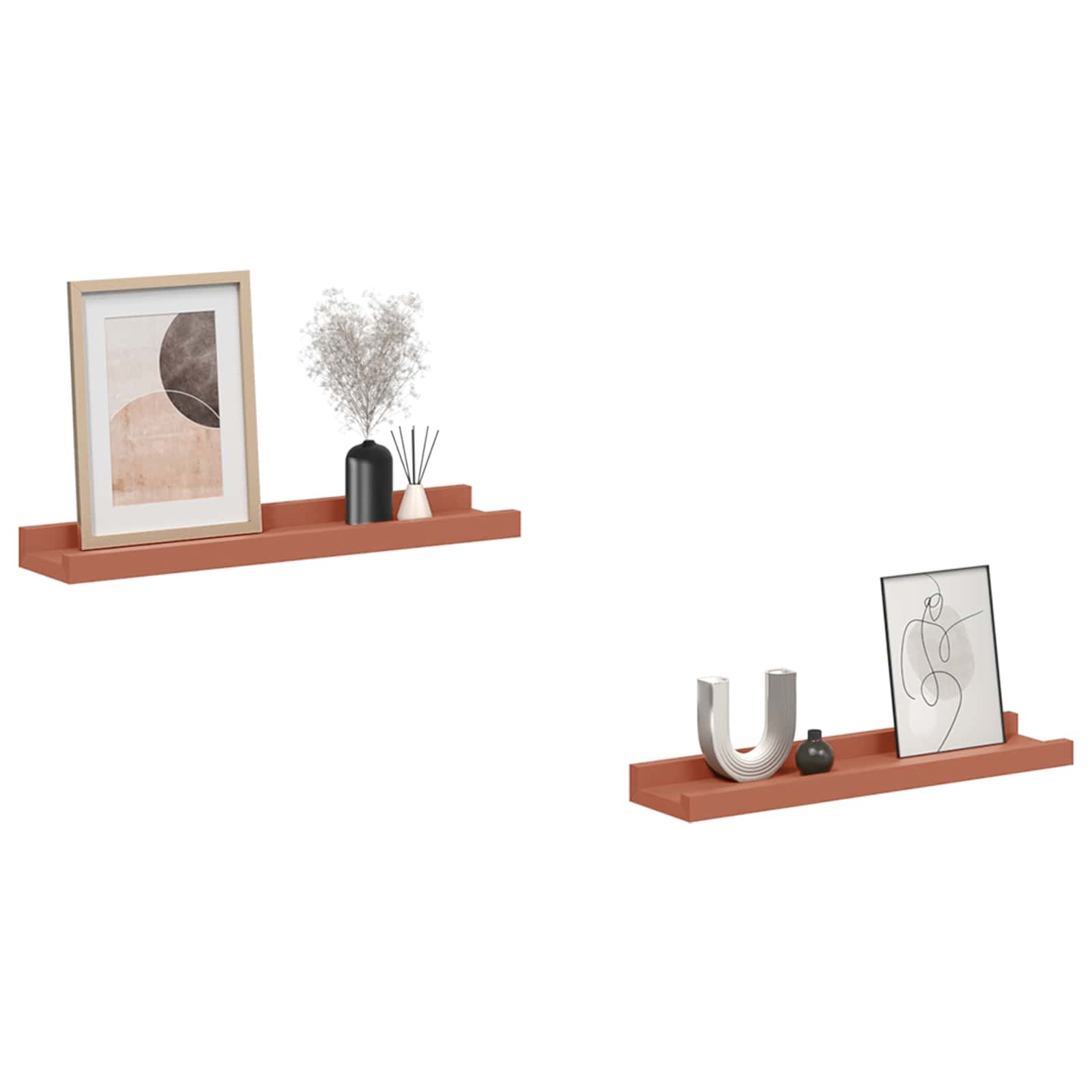 Polica na zidu 2 pcs Crvena 40 x 9 x 3 cm Konstruirano drvo
