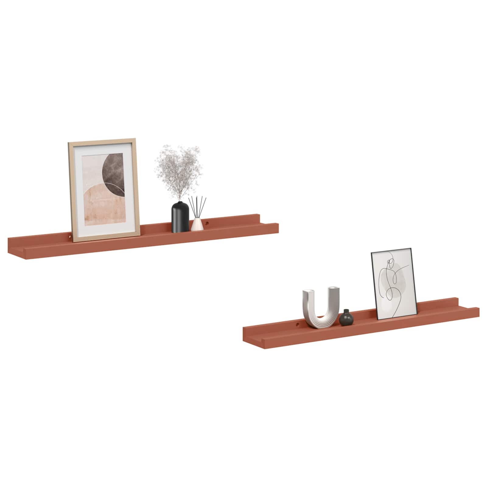 Polica na zidu 2 pcs Crvena 60 x 9 x 3 cm Konstruirano drvo