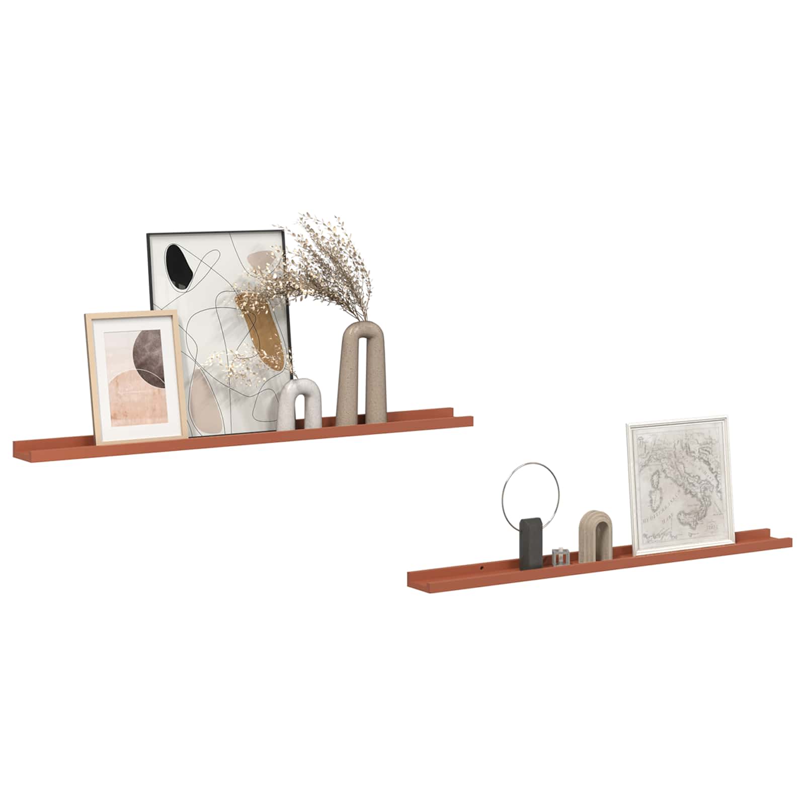 Polica na zidu 2 pcs Crvena 100 x 9 x 3 cm Konstruirano drvo