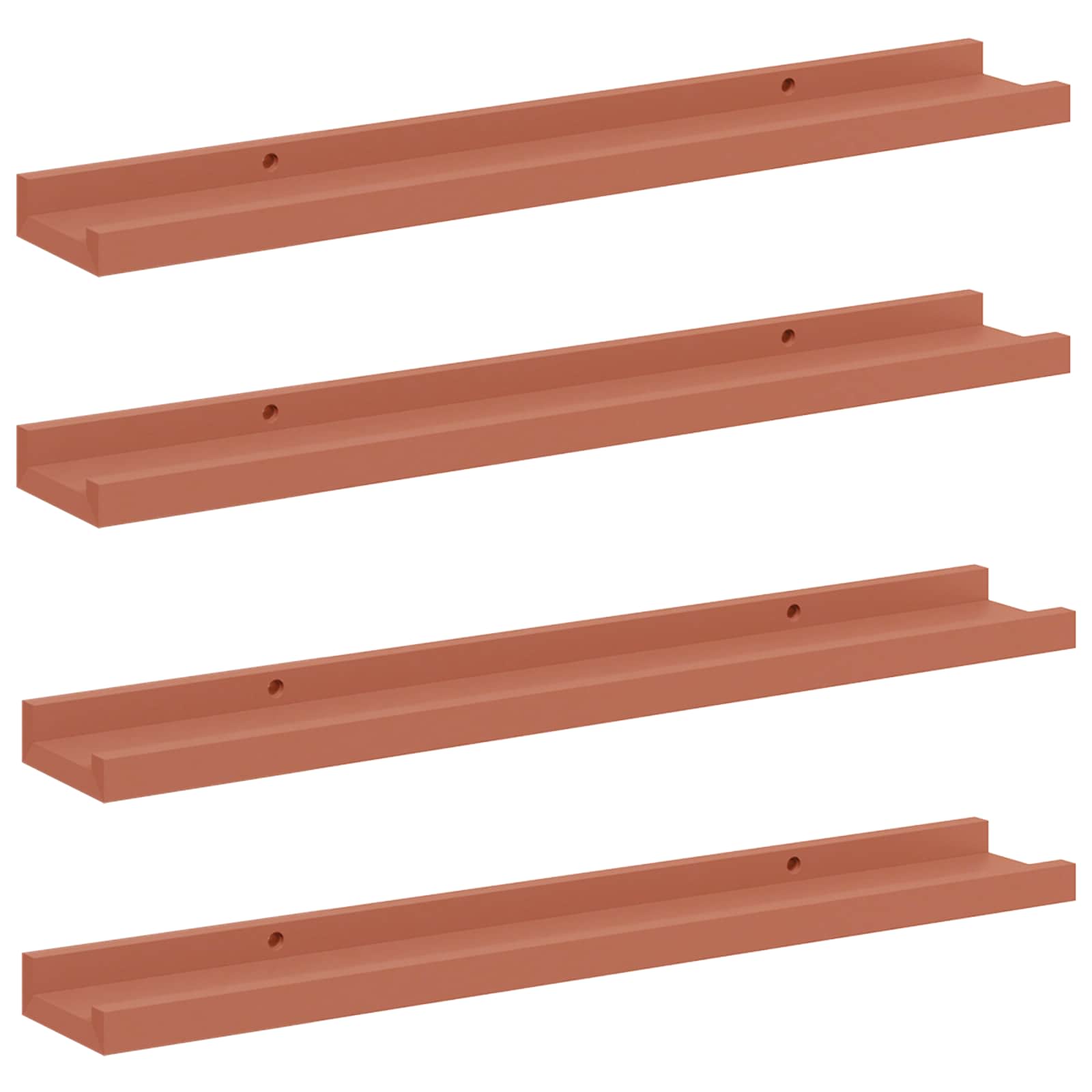 Polica na zidu 4 pcs Crvena 60 x 9 x 3 cm Konstruirano drvo