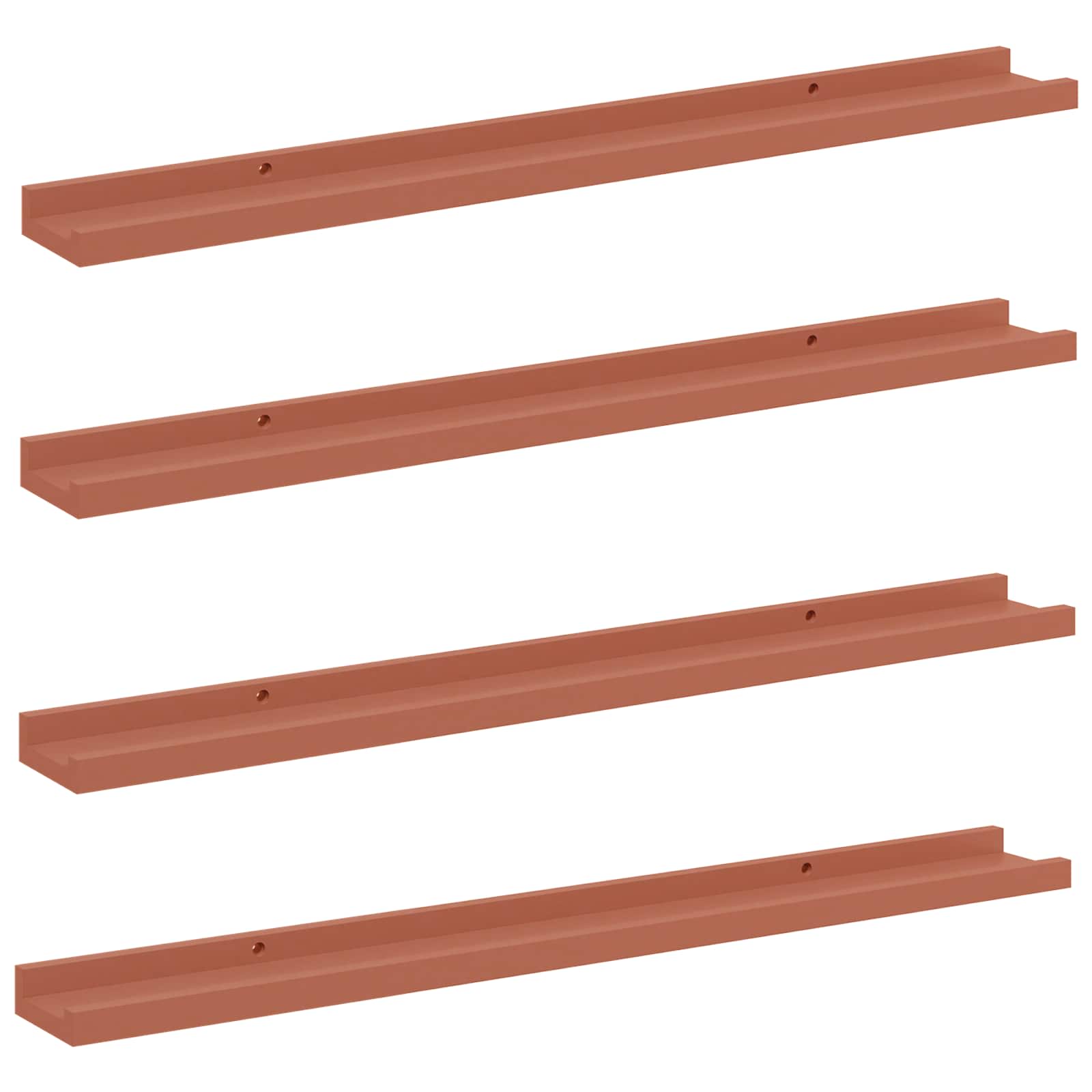 Polica na zidu 4 pcs Crvena 80 x 9 x 3 cm Konstruirano drvo