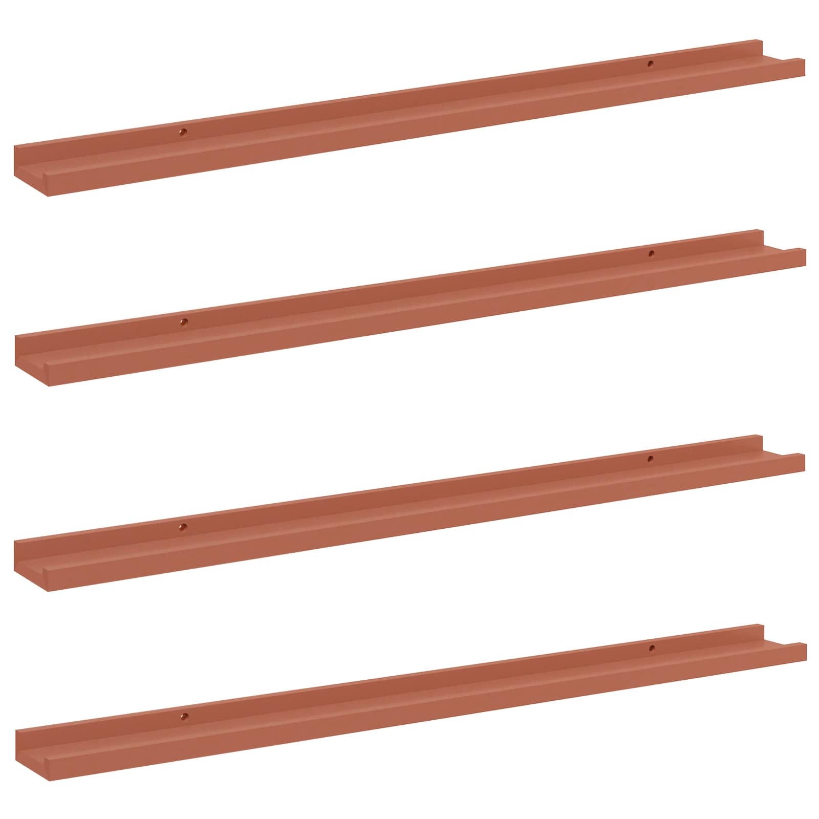 Polica na zidu 4 pcs Crvena 100 x 9 x 3 cm Konstruirano drvo