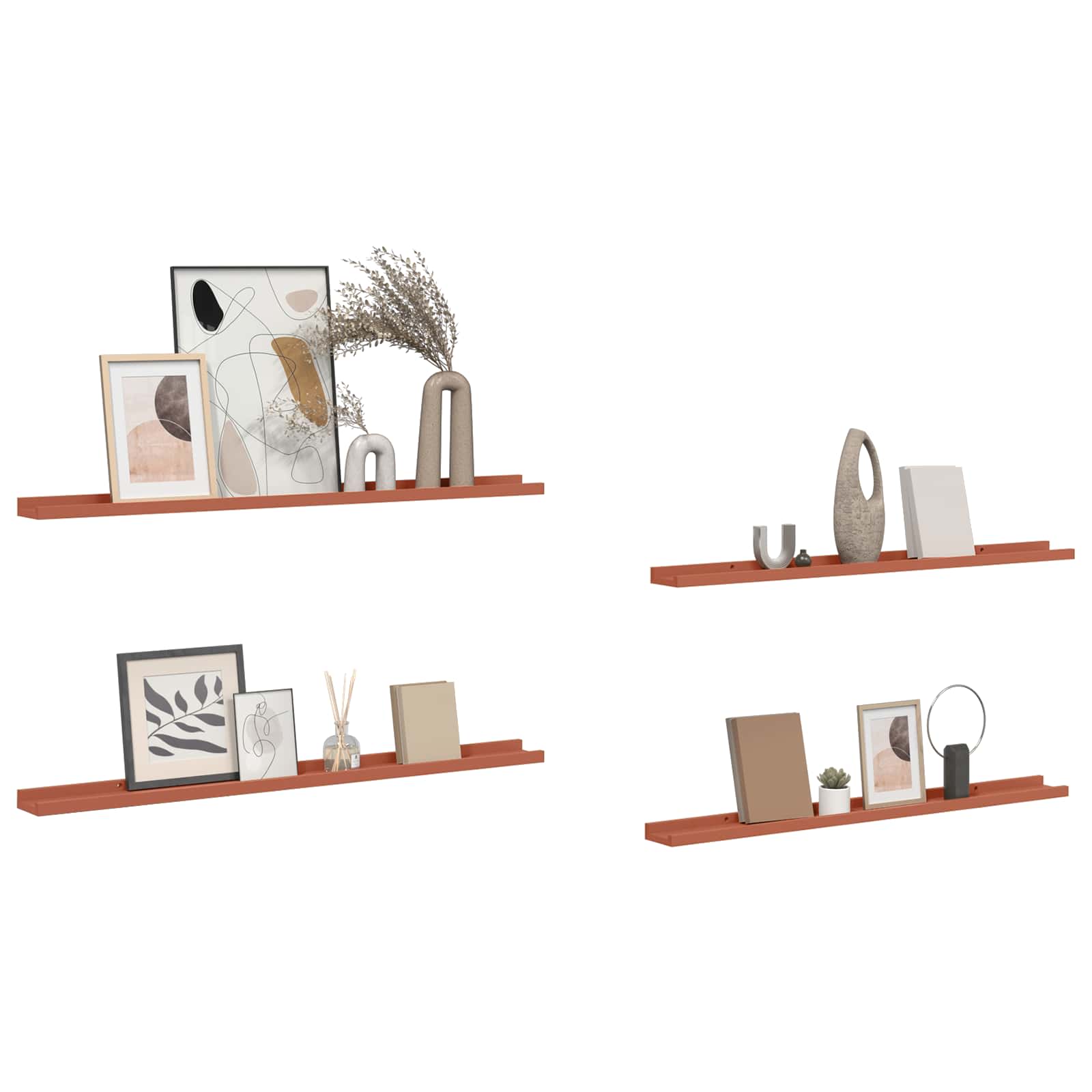 Polica na zidu 4 pcs Crvena 100 x 9 x 3 cm Konstruirano drvo