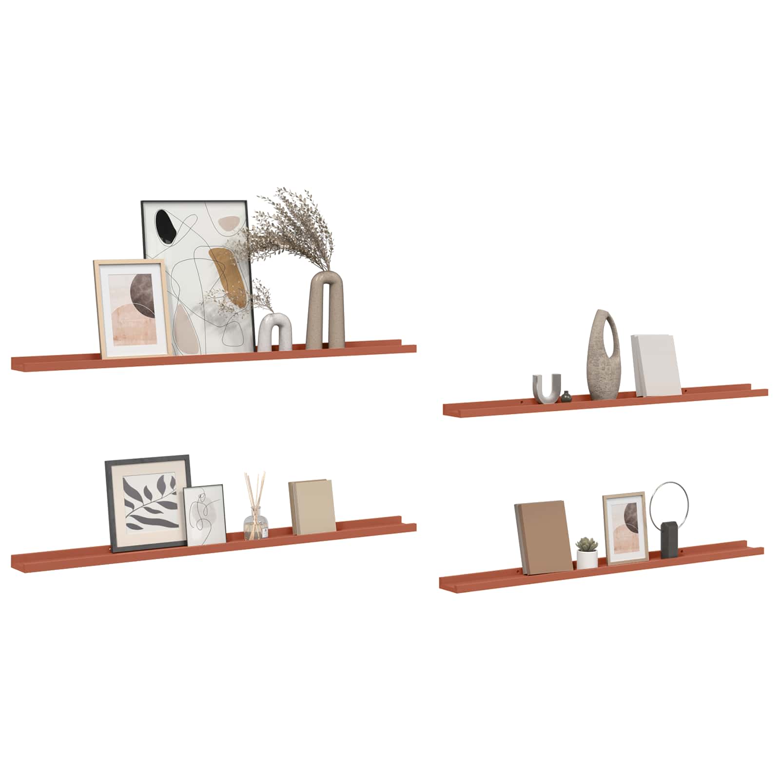 Polica na zidu 4 pcs Crvena 115 x 9 x 3 cm Konstruirano drvo