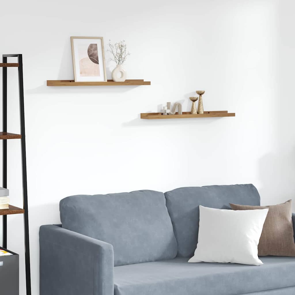 Polica na zidu 2 pcs Smeđa 60 x 9 x 3 cm Konstruirano drvo