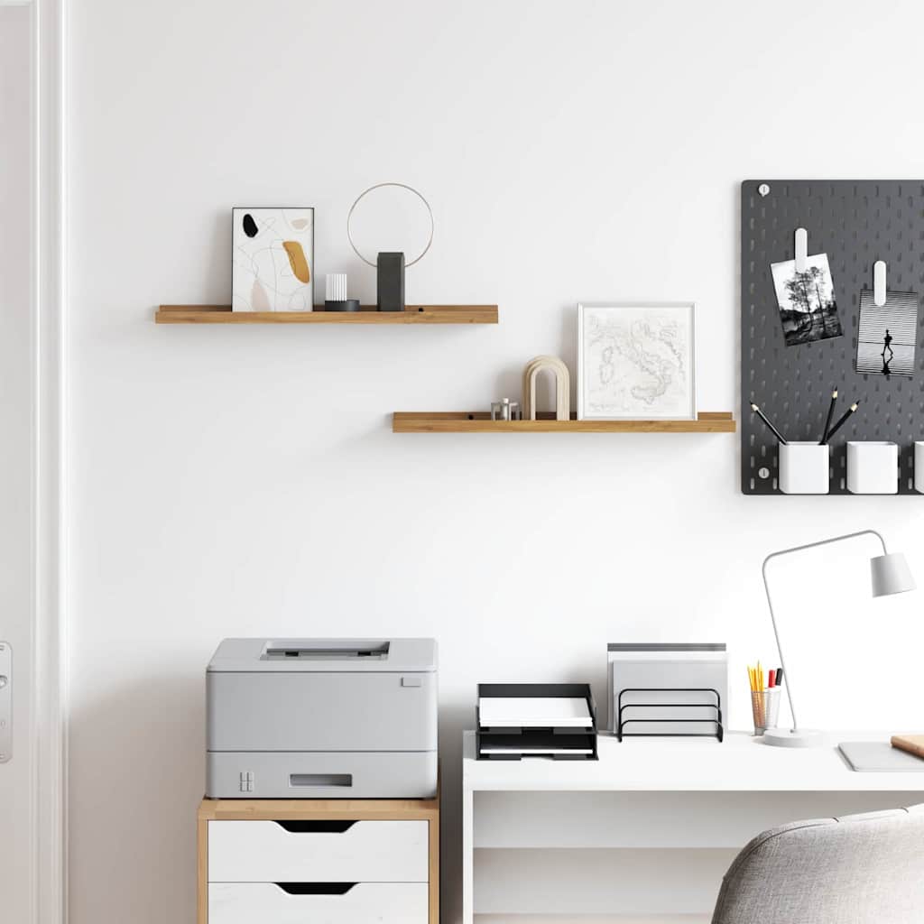 Polica na zidu 2 pcs Smeđa 60 x 9 x 3 cm Konstruirano drvo