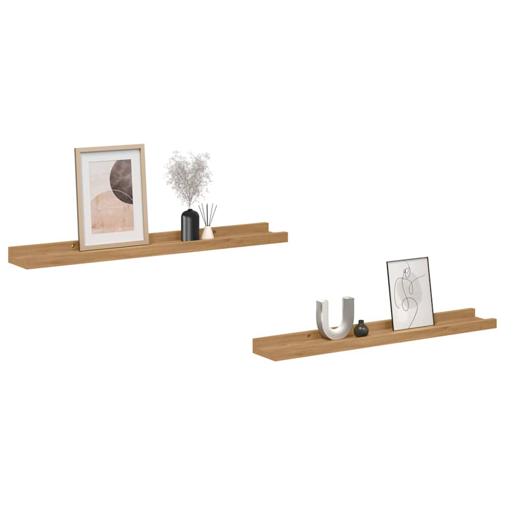 Polica na zidu 2 pcs Smeđa 60 x 9 x 3 cm Konstruirano drvo