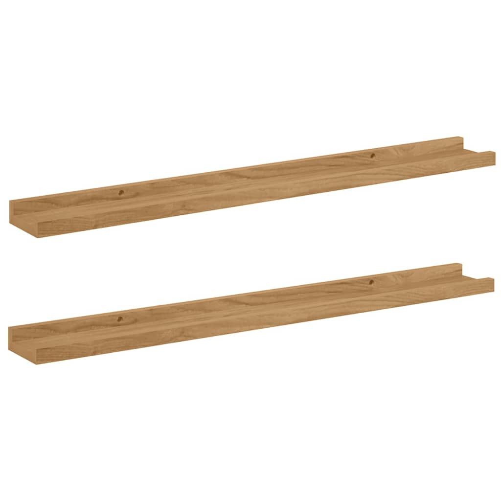 Polica na zidu 2 pcs Smeđa 80 x 9 x 3 cm Konstruirano drvo
