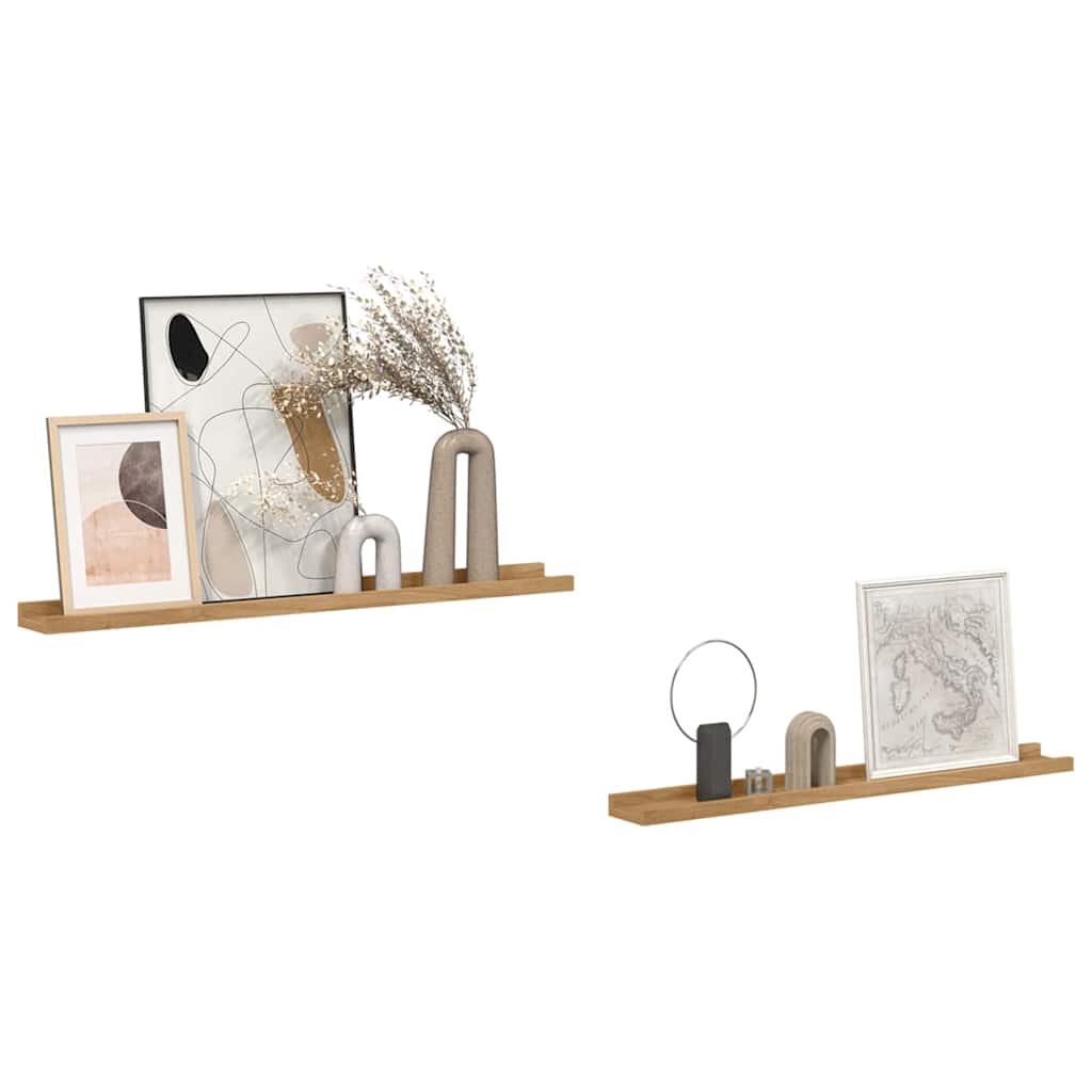 Polica na zidu 2 pcs Smeđa 80 x 9 x 3 cm Konstruirano drvo