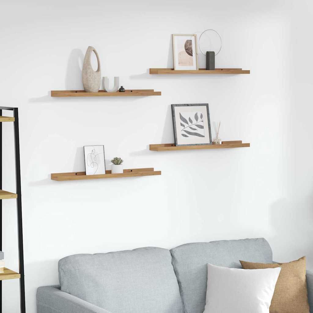 Polica na zidu 4 pcs Smeđa 60 x 9 x 3 cm Konstruirano drvo