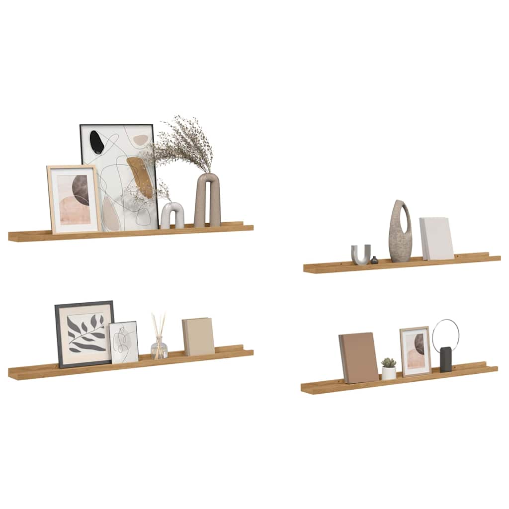 Polica na zidu 4 pcs Smeđa 100 x 9 x 3 cm Konstruirano drvo