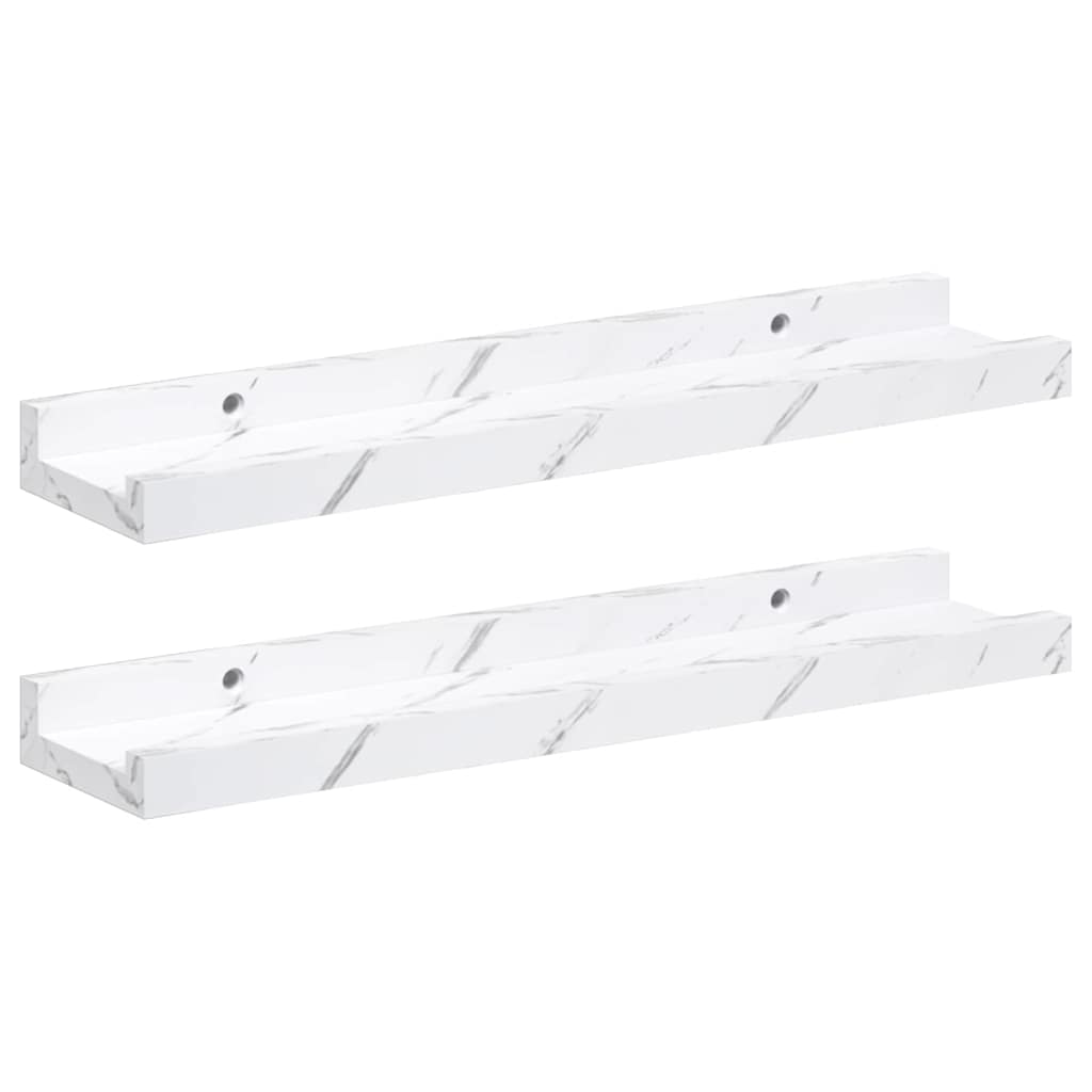 Polica na zidu s policom 2 pcs Bijeli mramor 40 x 9 x 3 cm