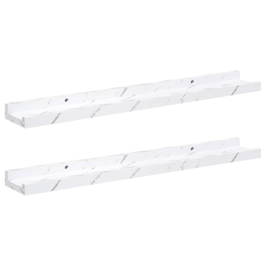 Polica na zidu s policom 2 pcs Bijeli mramor 60 x 9 x 3 cm