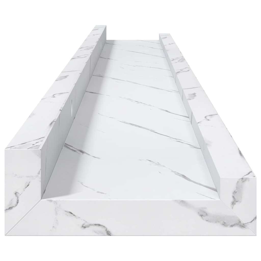Polica na zidu s policom 2 pcs Bijeli mramor 80 x 9 x 3 cm