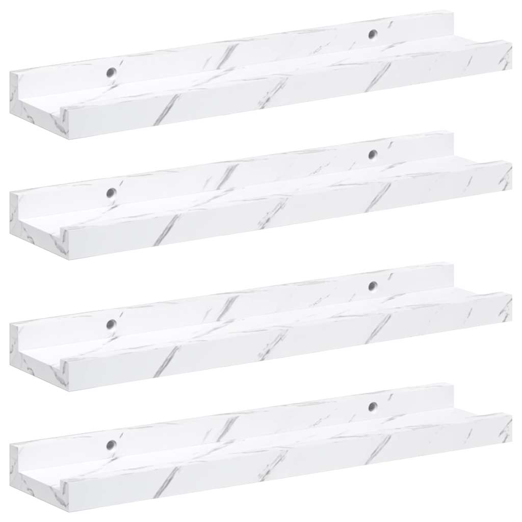 Polica na zidu s policom 4 pcs Bijeli mramor 40 x 9 x 3 cm