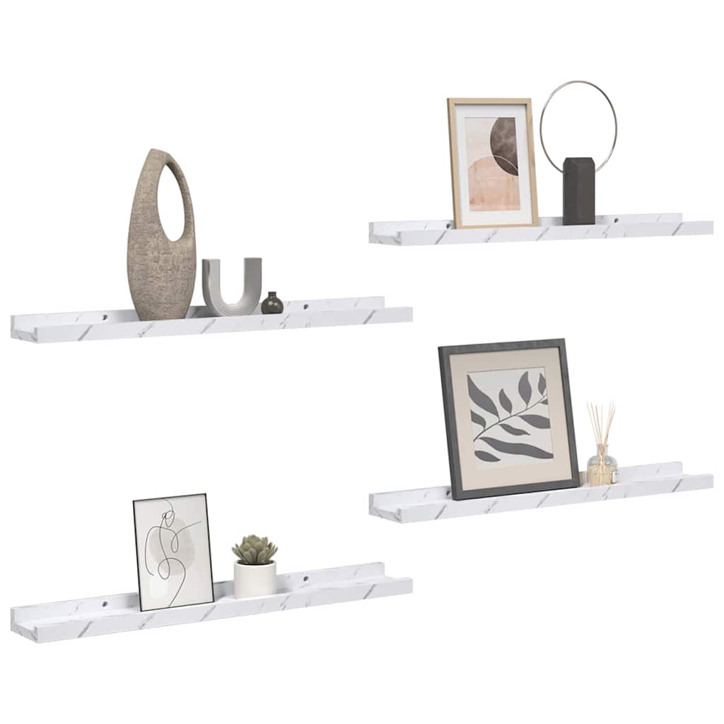 Polica na zidu s policom 4 pcs Bijeli mramor 40 x 9 x 3 cm