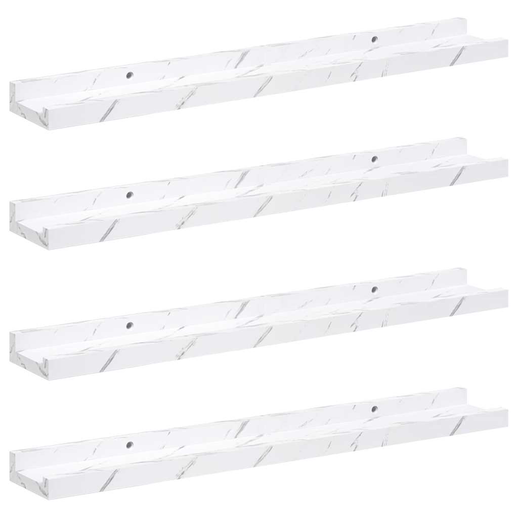 Polica na zidu s policom 4 pcs Bijeli mramor 60 x 9 x 3 cm