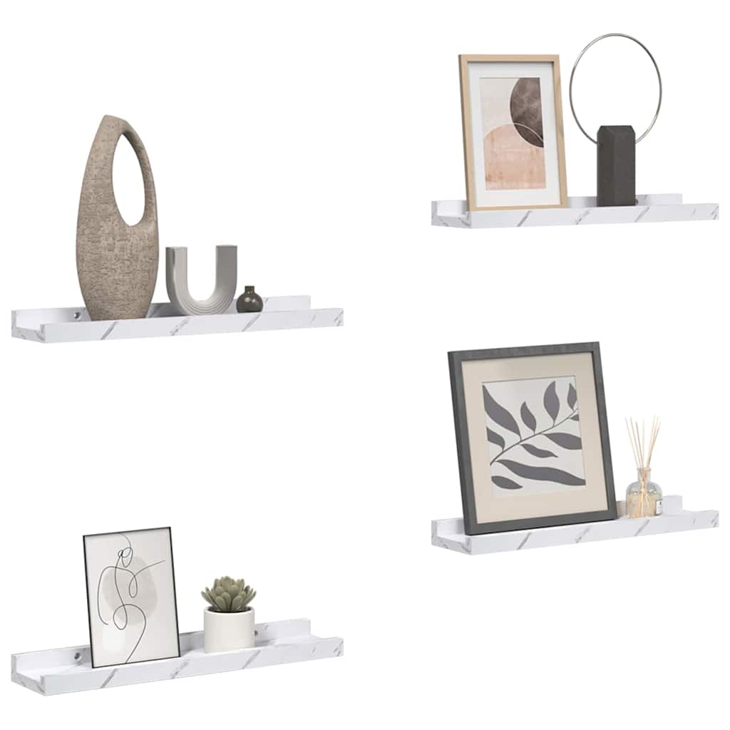 Polica na zidu s policom 4 pcs Bijeli mramor 60 x 9 x 3 cm