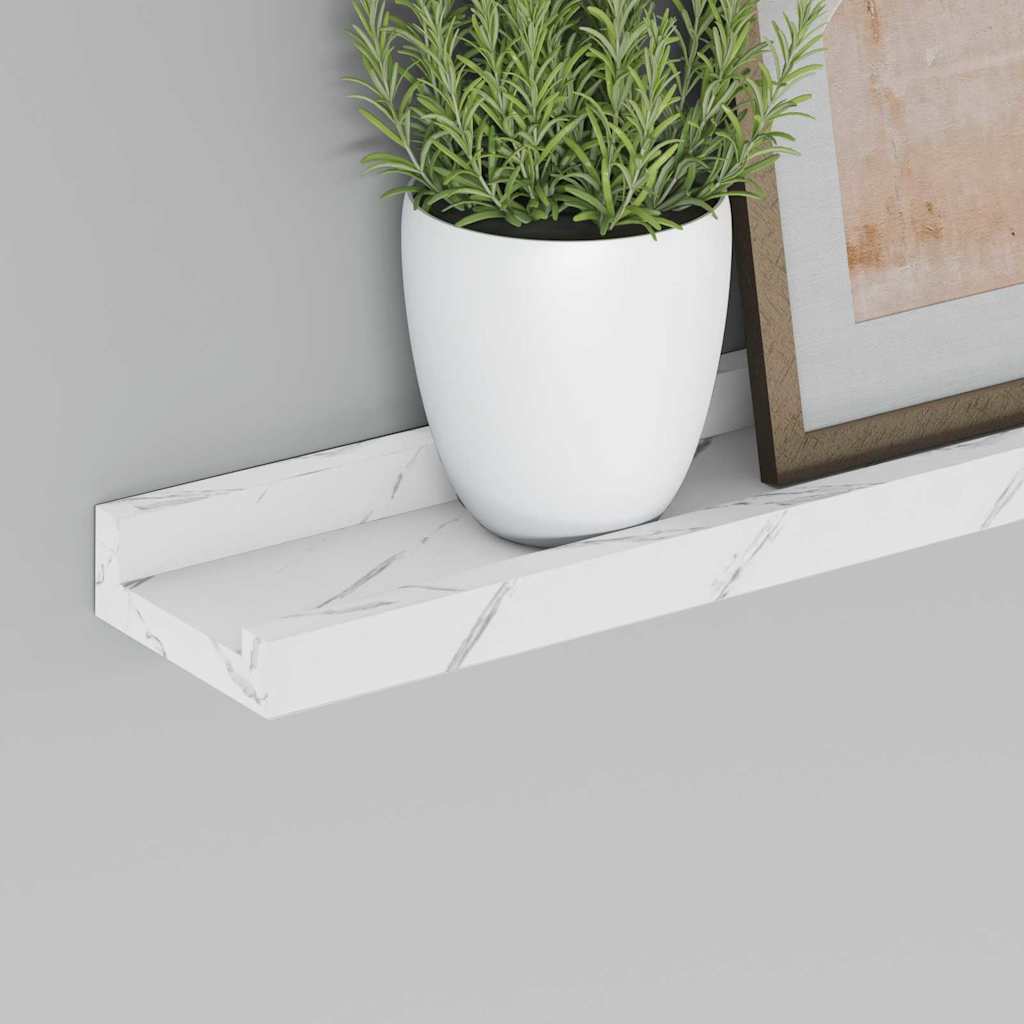 Polica na zidu s policom 4 pcs Bijeli mramor 80 x 9 x 3 cm