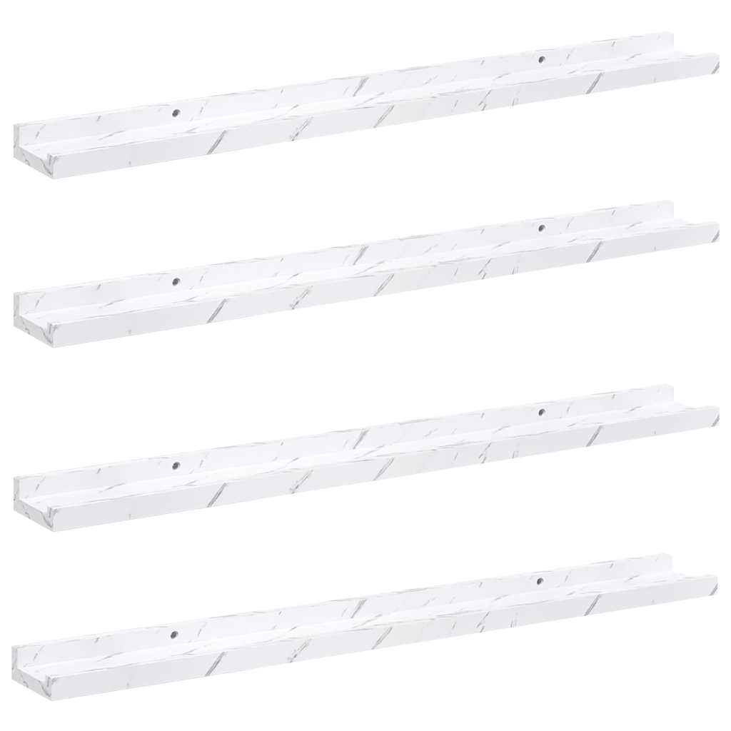 Polica na zidu s policom 4 pcs Bijeli mramor 80 x 9 x 3 cm