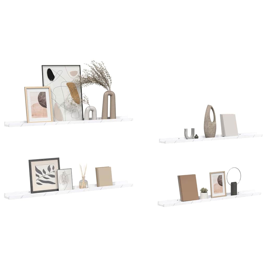 Polica na zidu s policom 4 pcs Bijeli mramor 100 x 9 x 3 cm