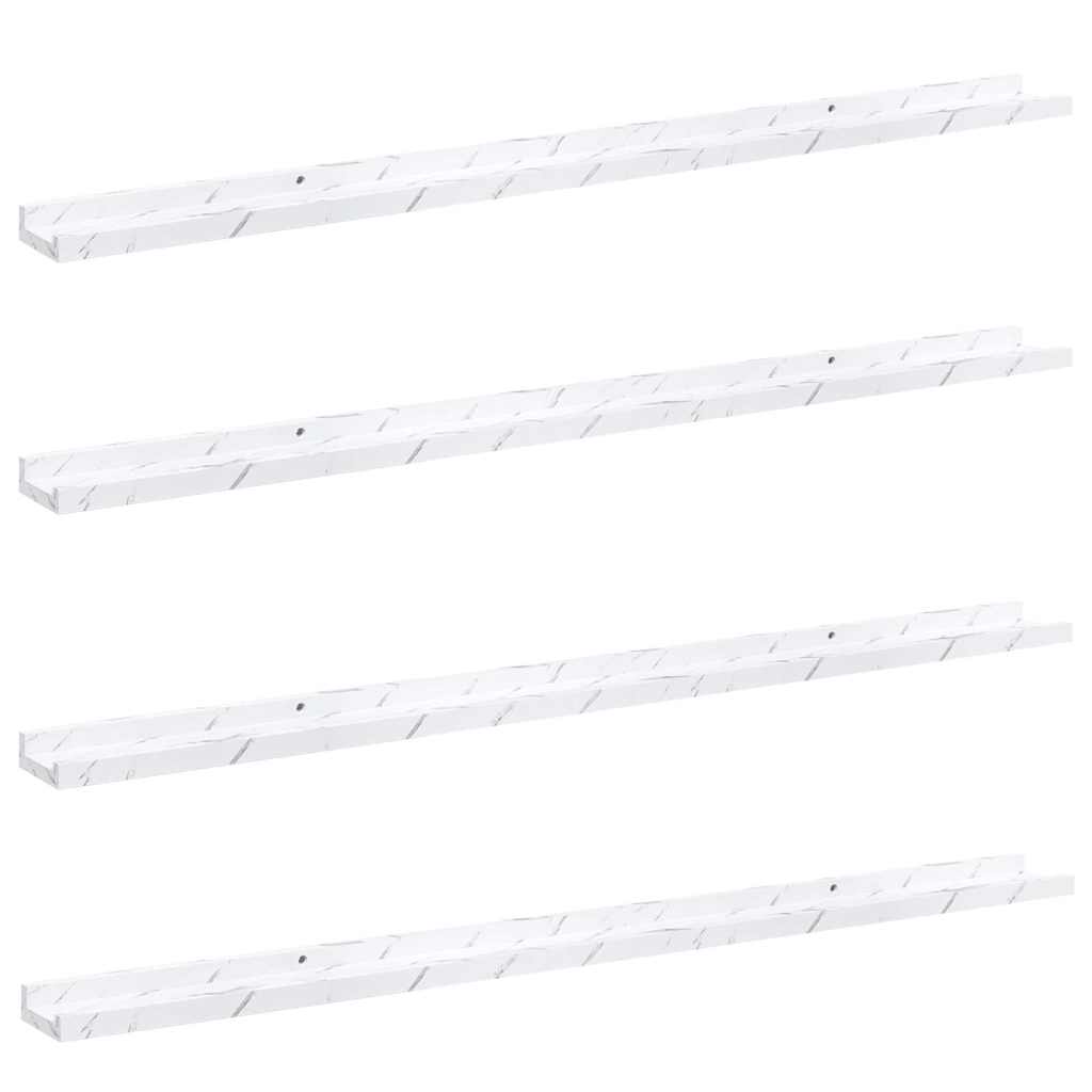 Polica na zidu s policom 4 pcs Bijeli mramor 115 x 9 x 3 cm