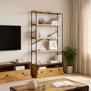Polica s pet nivoa Prirodna 100 x 30 x 180 cm Čvrsto drvo manga