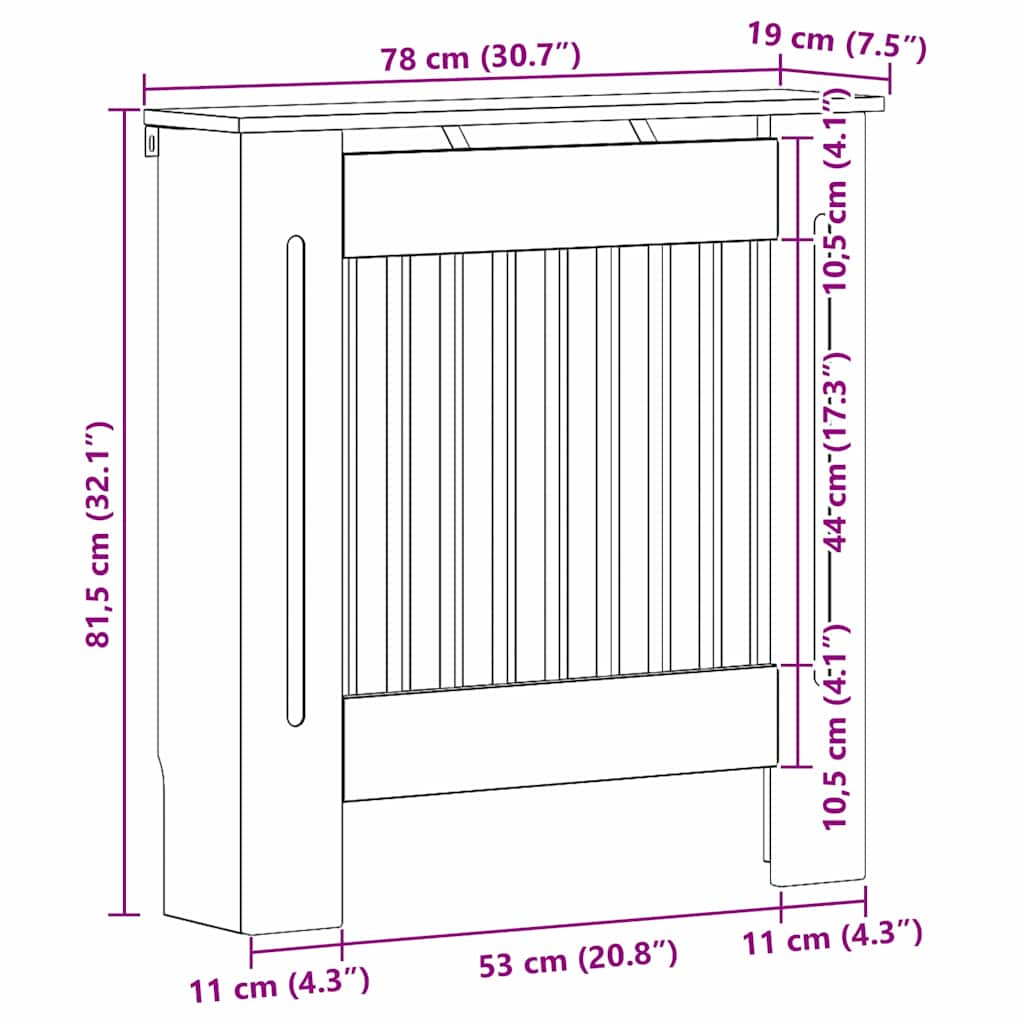 Pokrivač radijatora Umjetnički hrast 78 x 19 x 81,5 cm