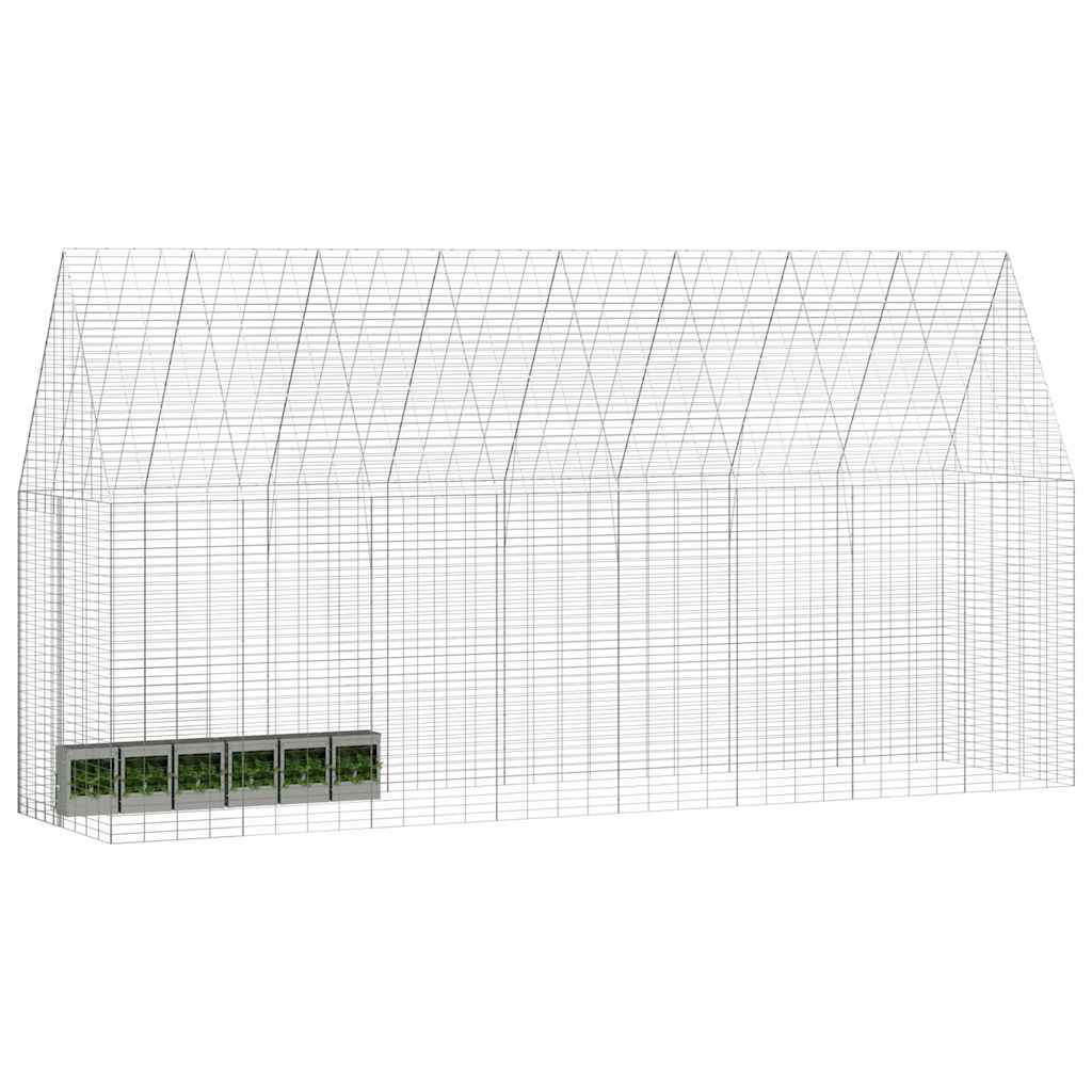 Kavez za zečeve Srebrno 400 x 100 x 210 cm Cinkani čelik