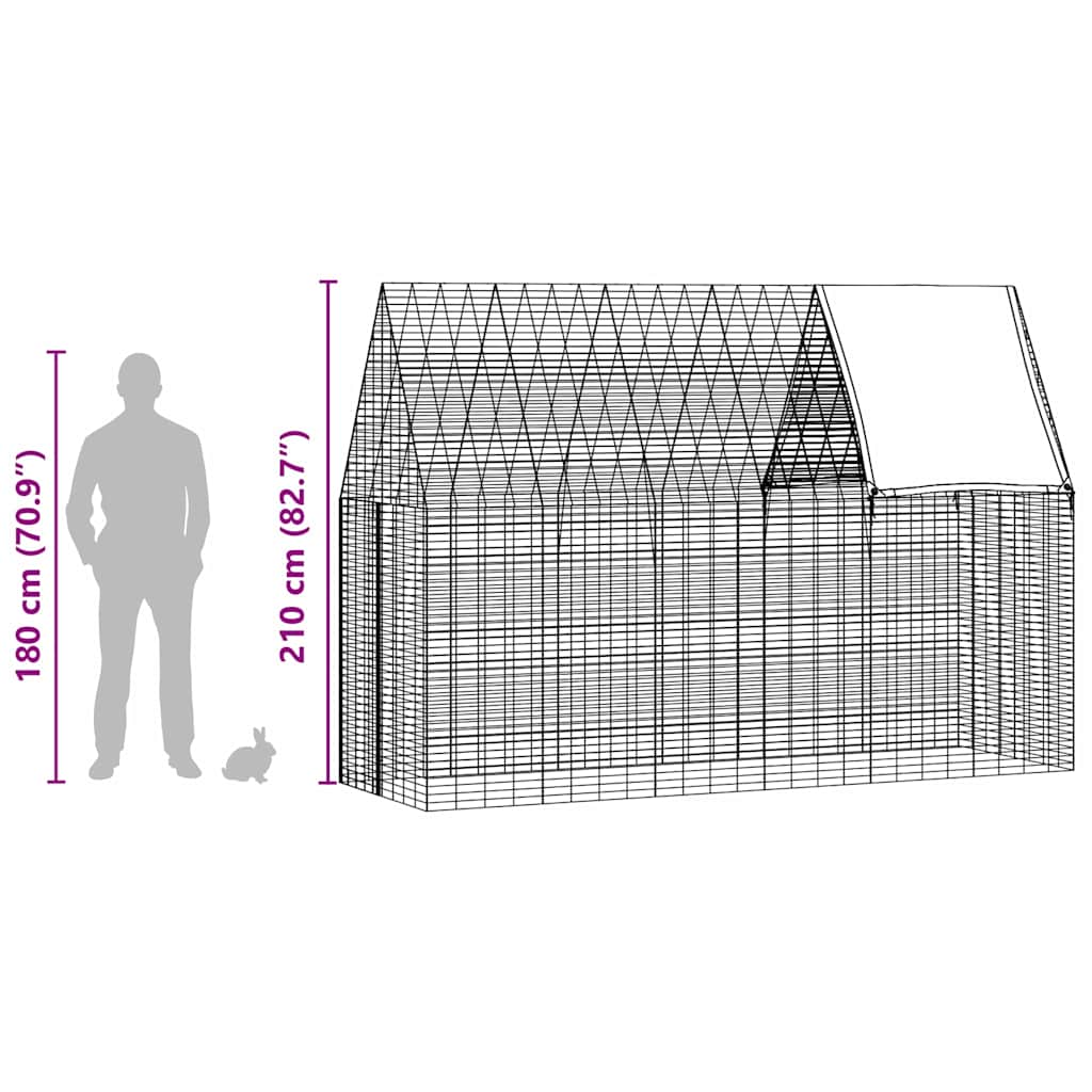 Kavez za zečeve Srebrno 300 x 100 x 210 cm Cinkani čelik