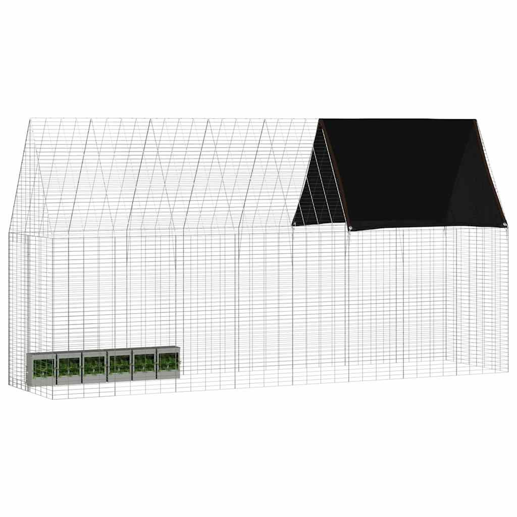 Kavez za zečeve Srebrno 400 x 100 x 210 cm Cinkani čelik