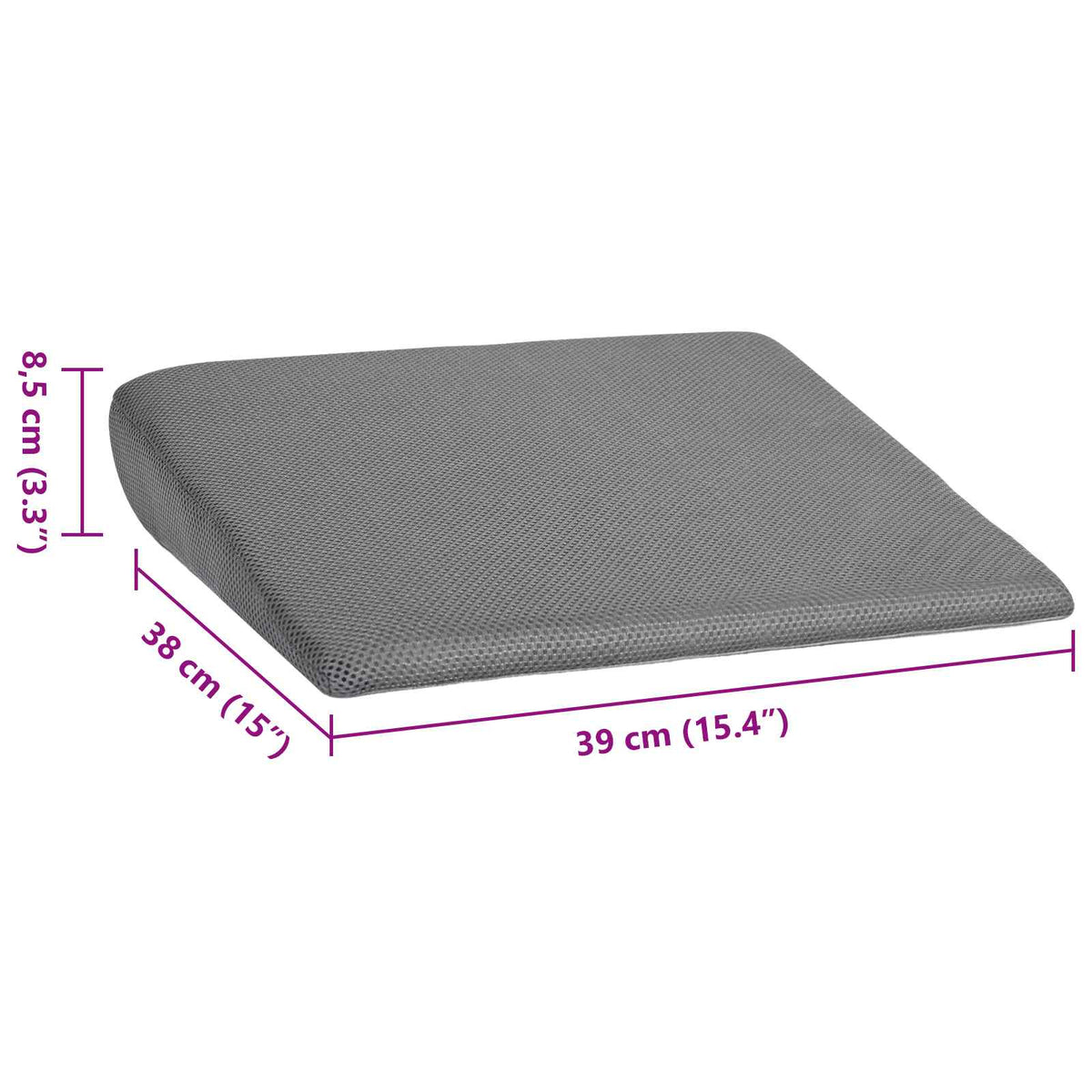 Jastuk za sjedalo Siva 39 x 38 x 8,5 cm PU pjena