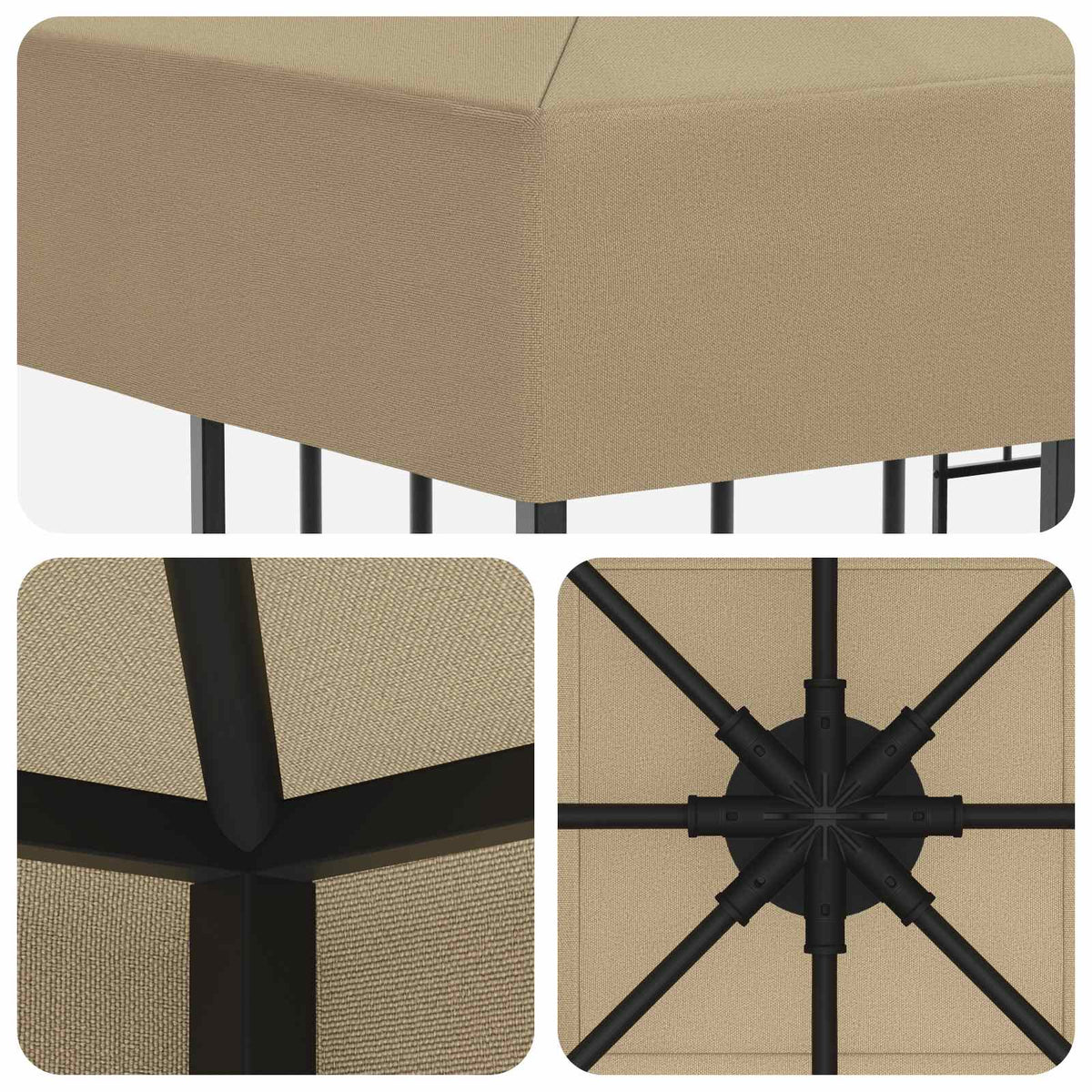 Gazebo 3 x 3 m Bež Poliester i čelik 190 gsm