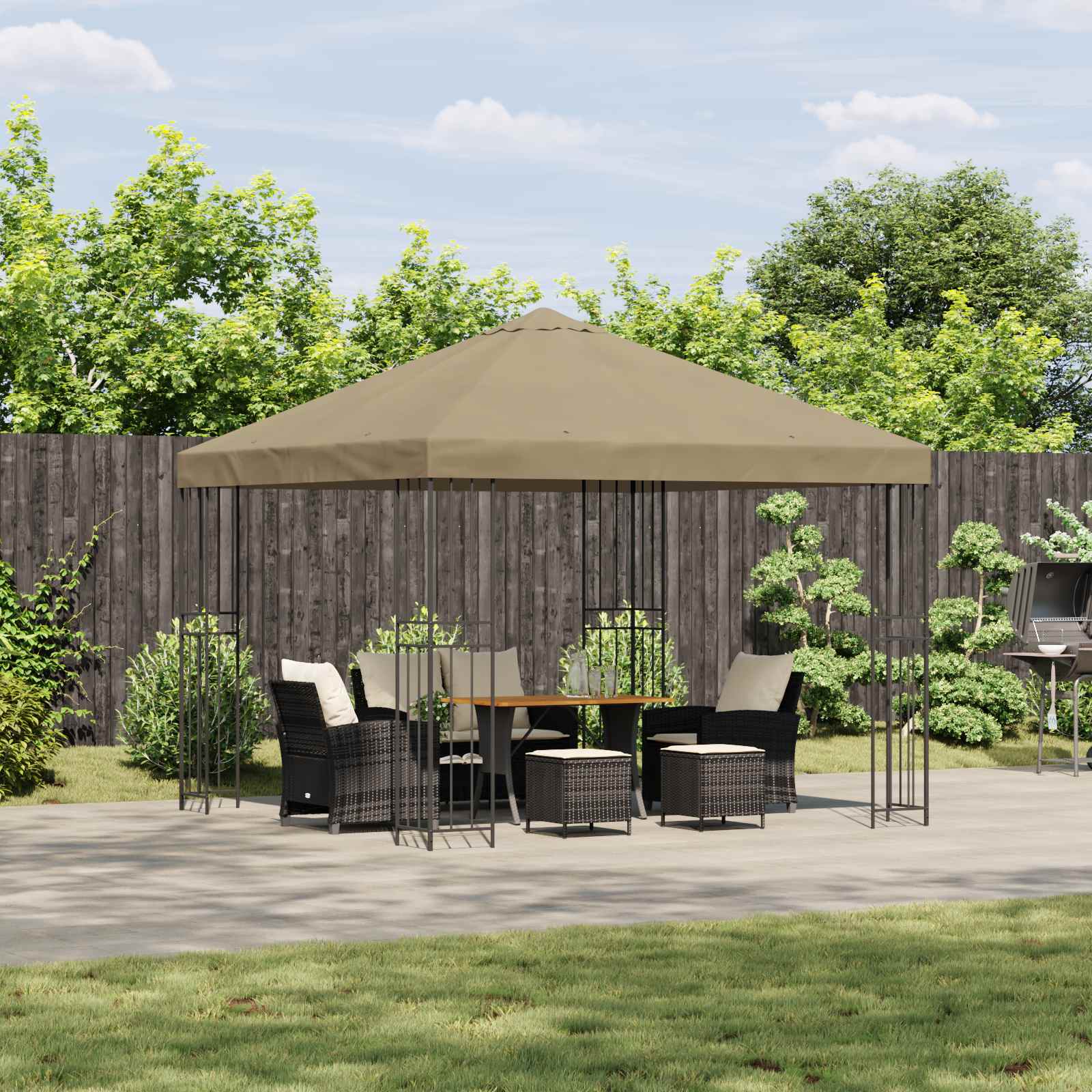 Gazebo 3 x 3 m Bež Poliester i čelik 190 gsm