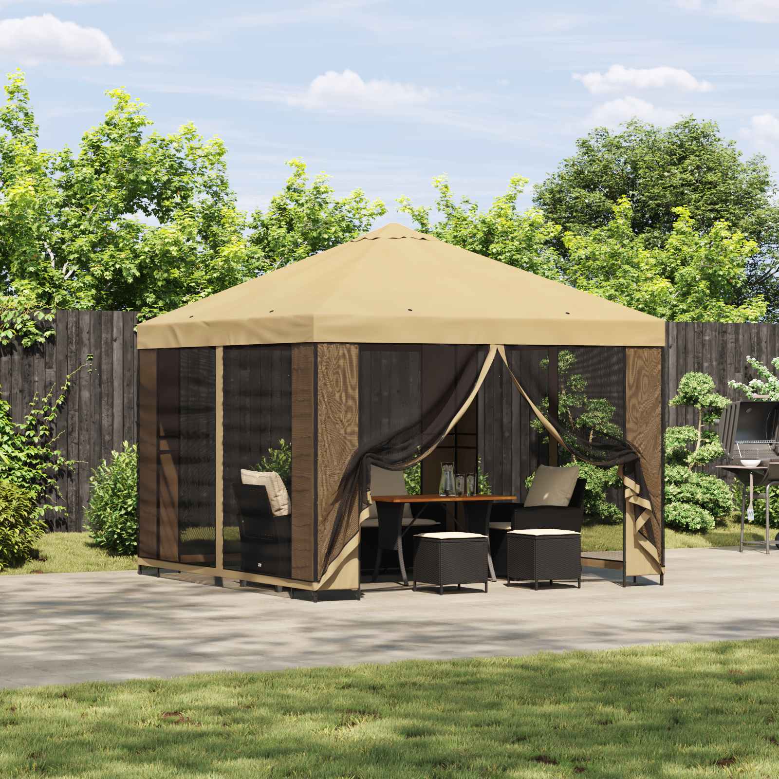 Gazebo 3 x 3 m Krem Poliester i čelik 190 gsm