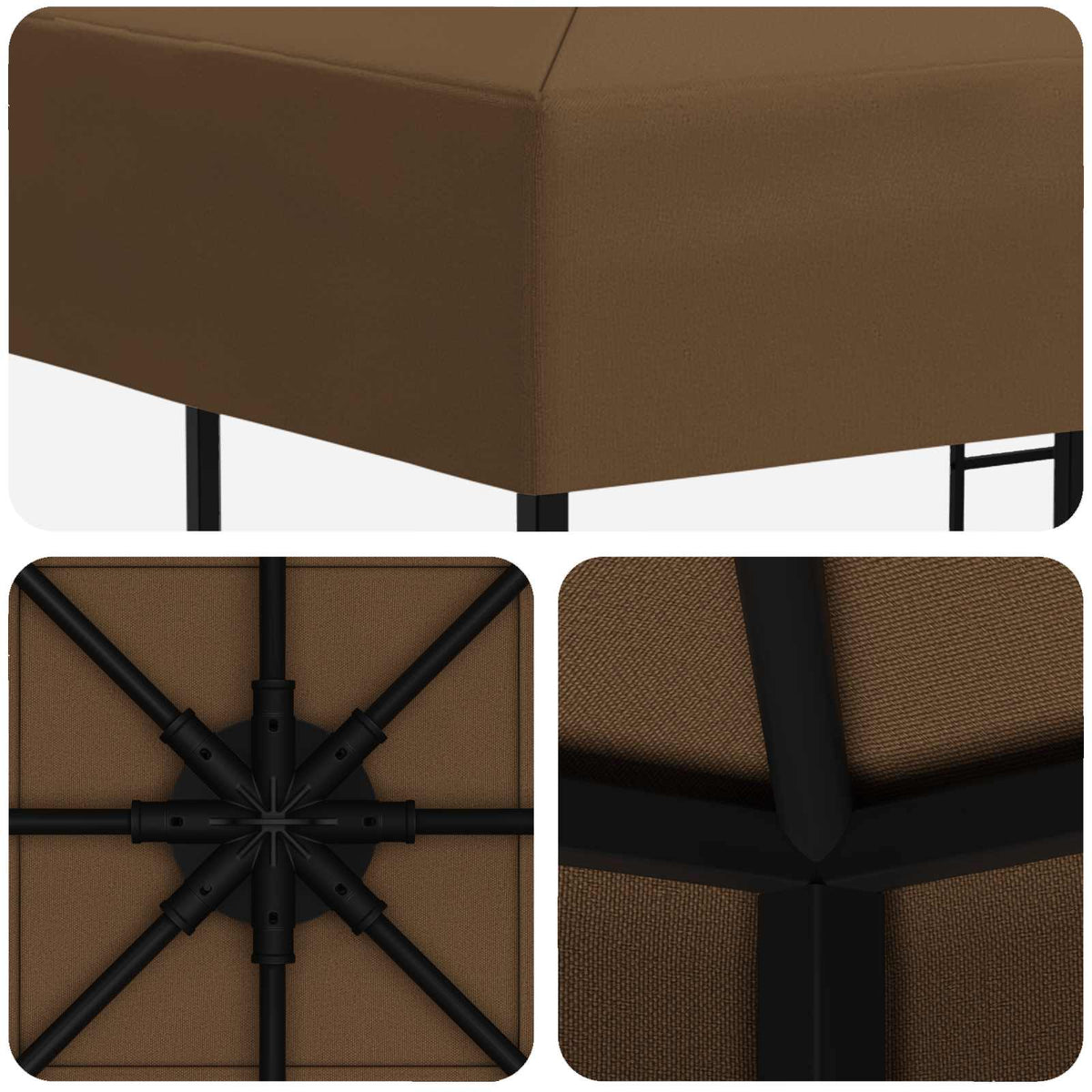 Gazebo 3 x 3 m Sivosmeđa Poliester i čelik 190 gsm