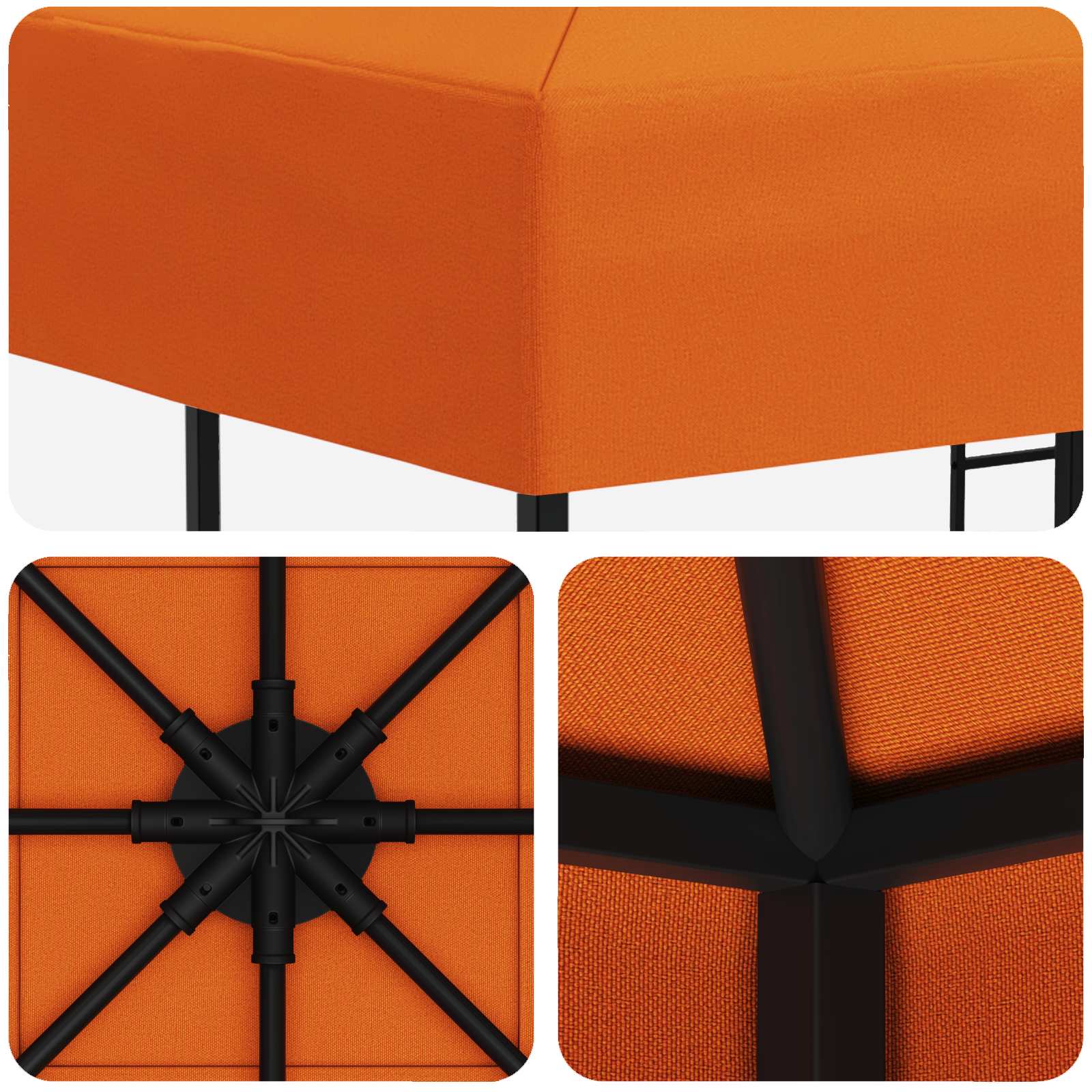 Gazebo 3 x 3 m Narančasta Poliester i čelik 190 gsm