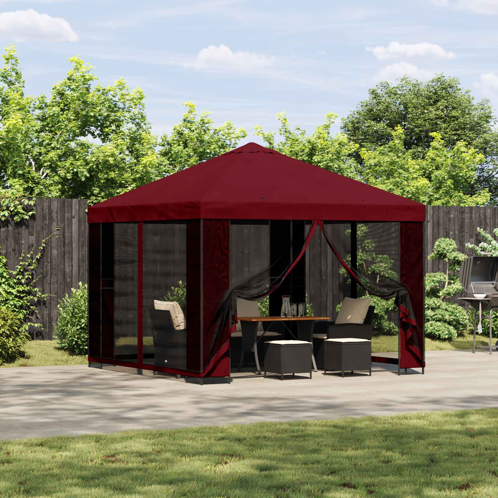 Gazebo 3 x 3 m Tamno crvena Poliester i čelik 190 gsm