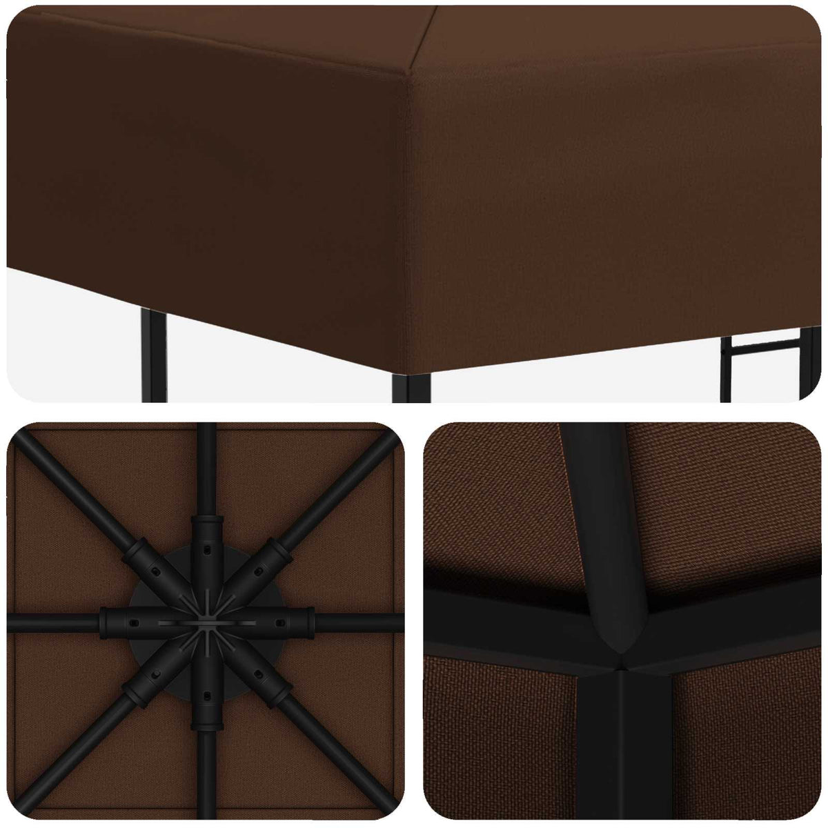 Gazebo 3 x 3 m Smeđa Poliester i čelik 190 gsm