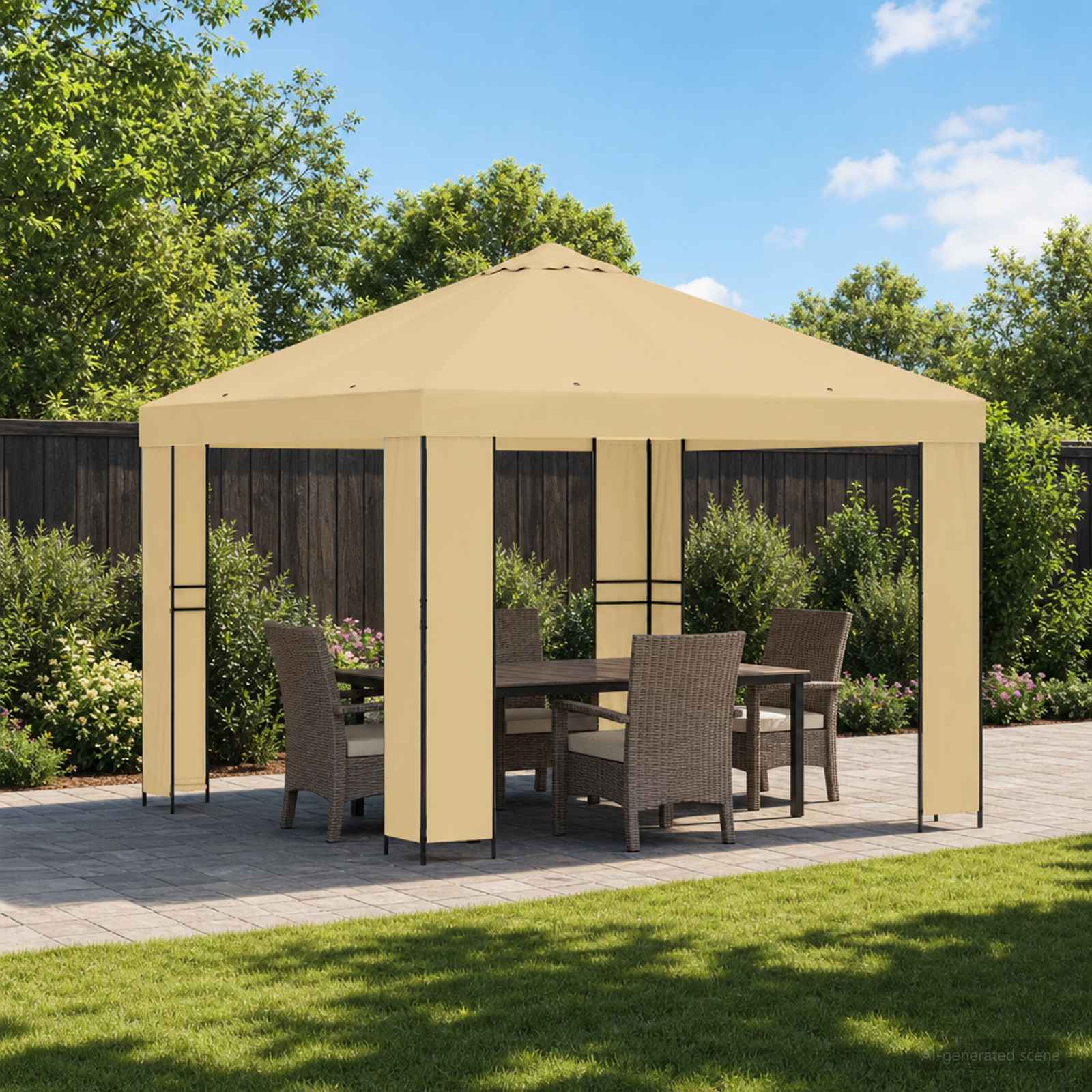 Gazebo 3 x 3 m Krem Poliester i čelik 190 gsm