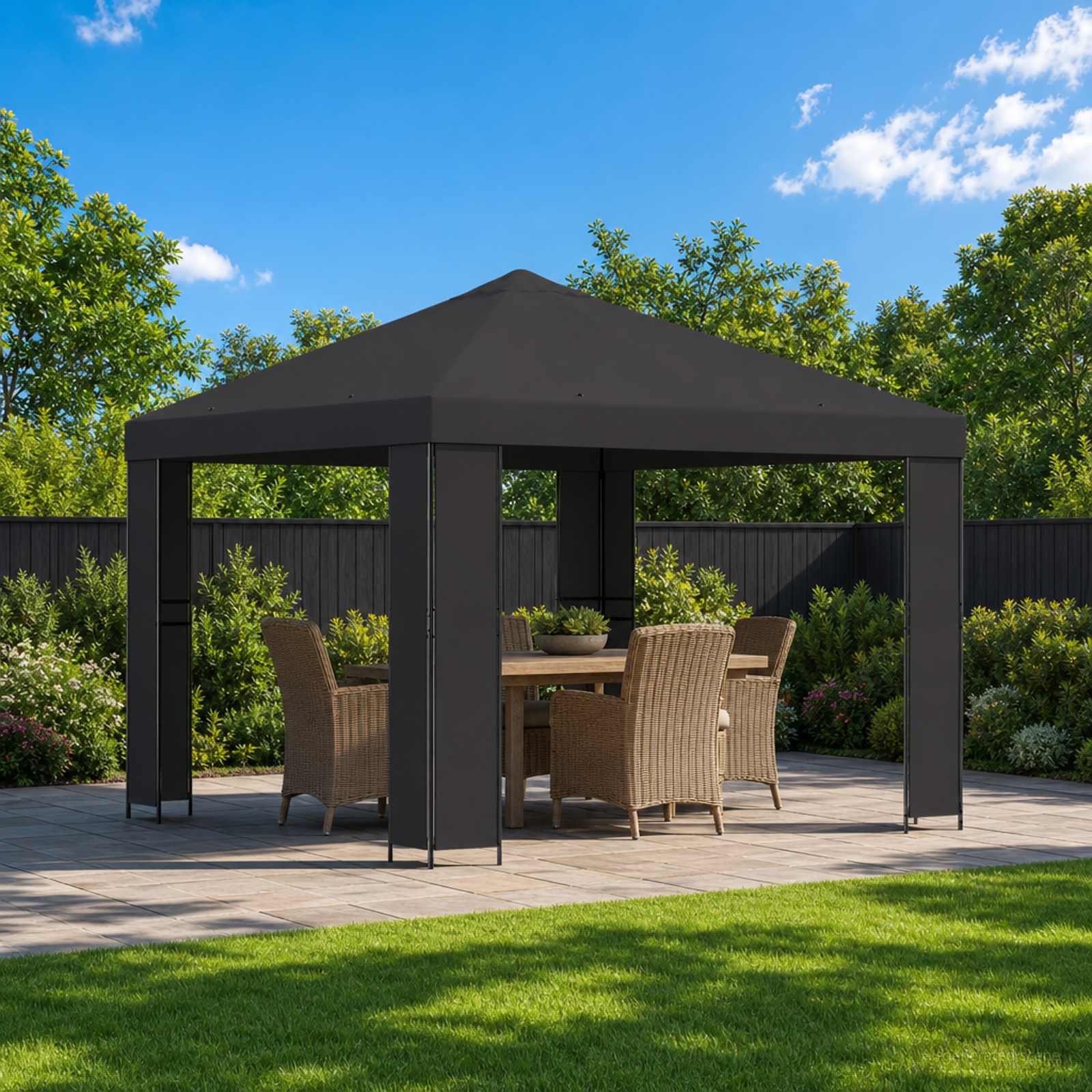 Gazebo 3 x 3 m Antracit Poliester i čelik 190 gsm