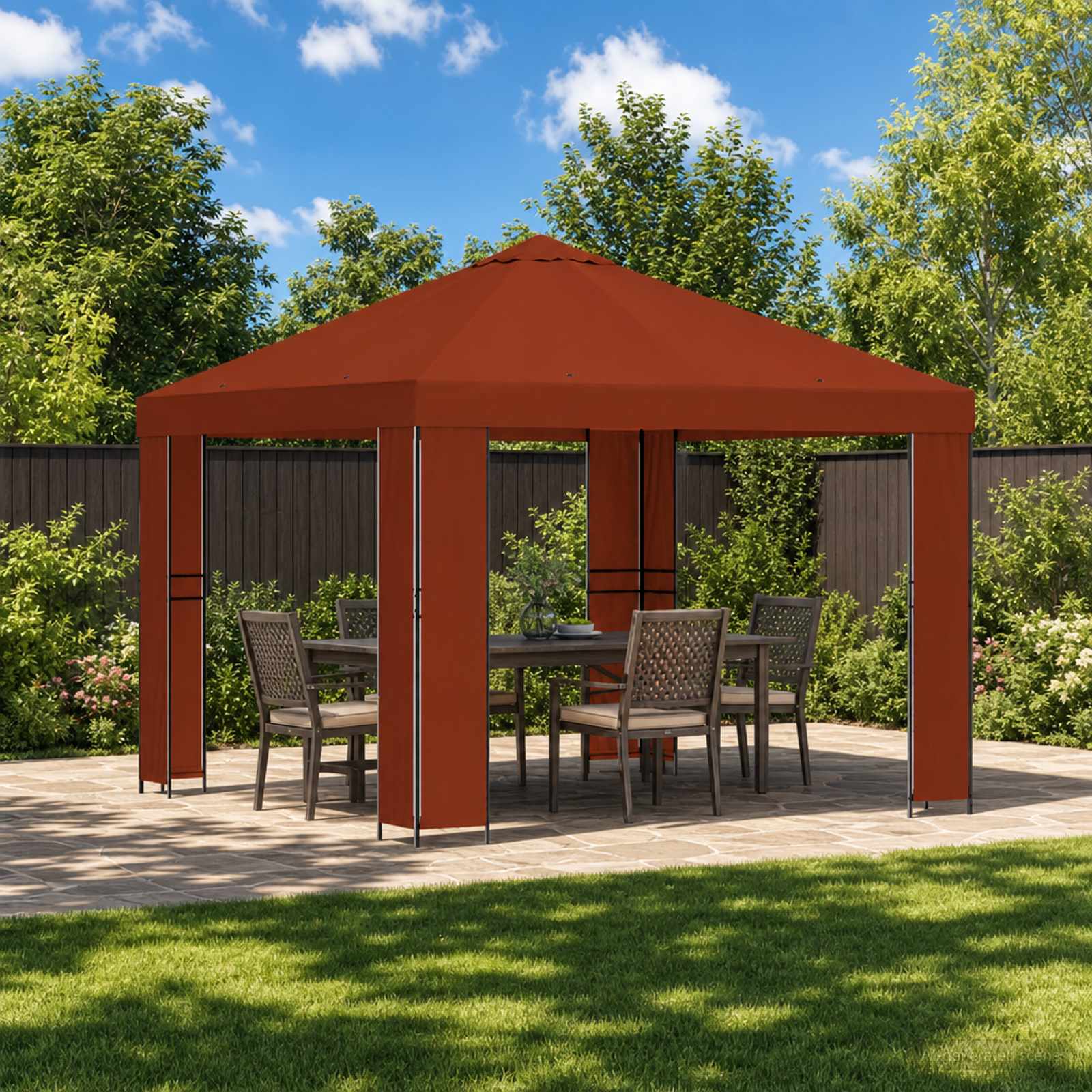 Gazebo 3 x 3 m Terakota Poliester i čelik 190 gsm