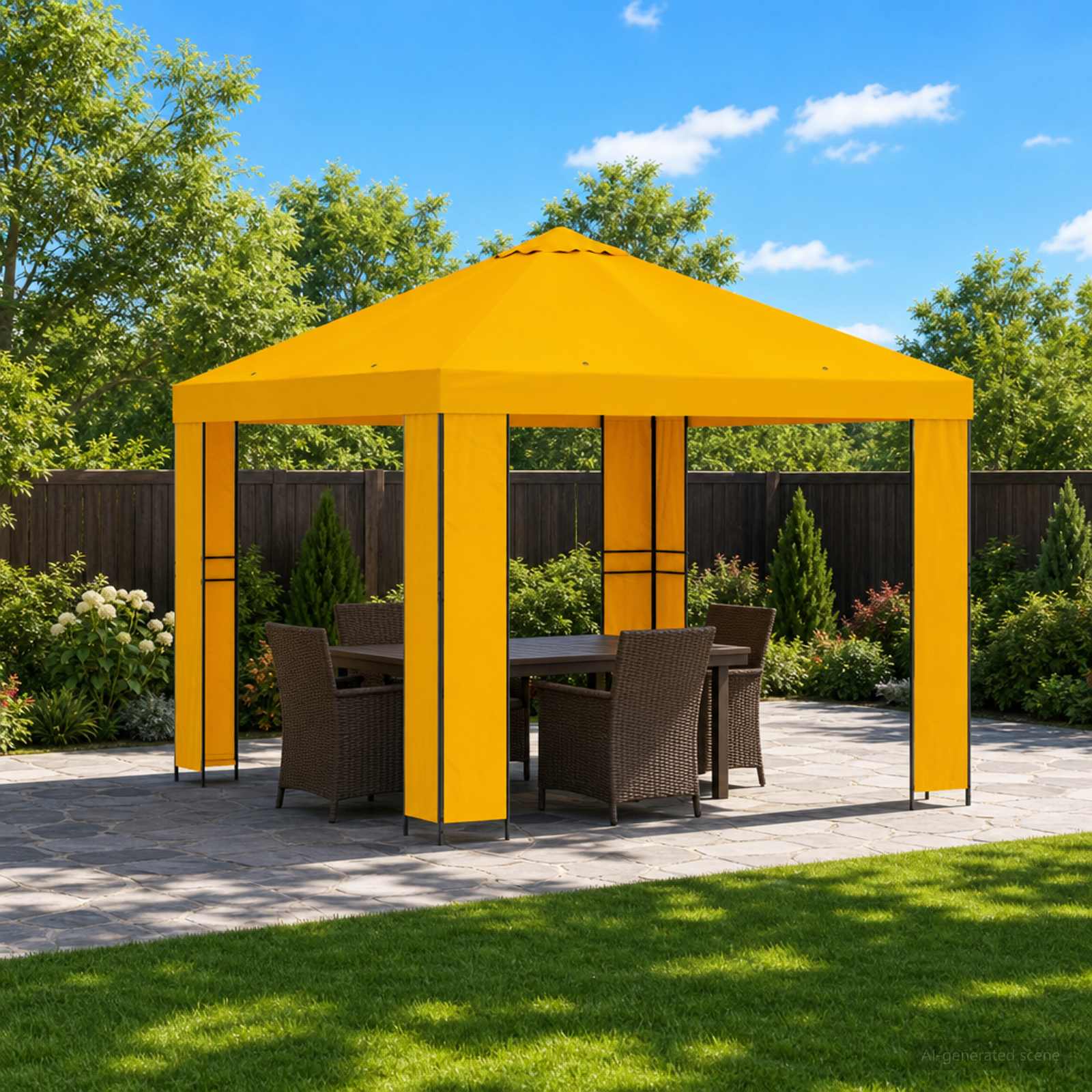 Gazebo 3 x 3 m Žuta Poliester i čelik 190 gsm