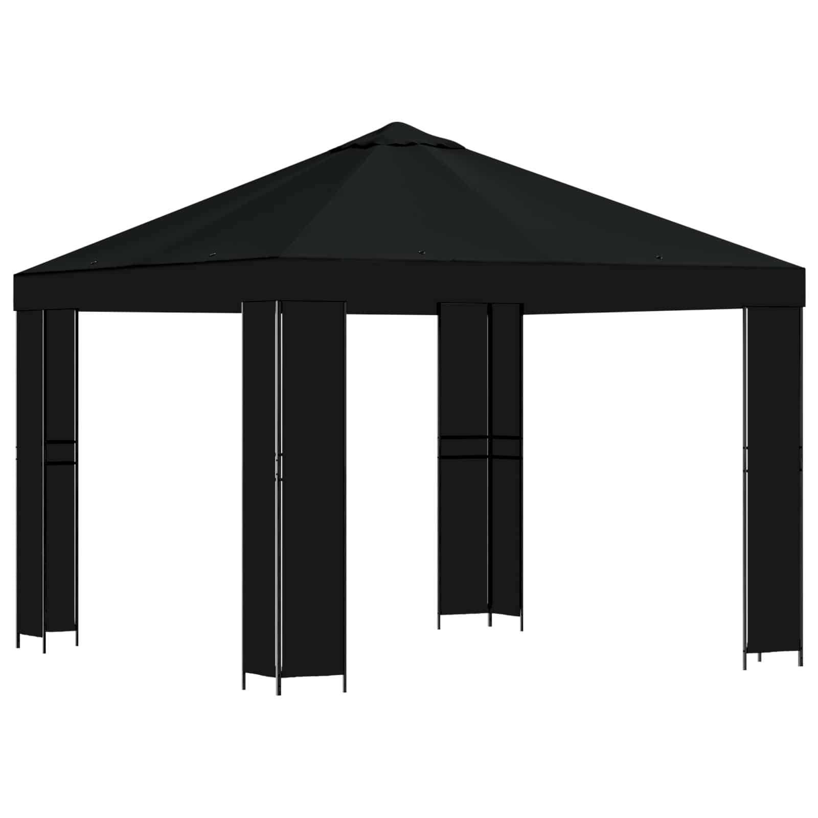 Gazebo 3 x 3 m Crna Poliester i čelik 190 gsm