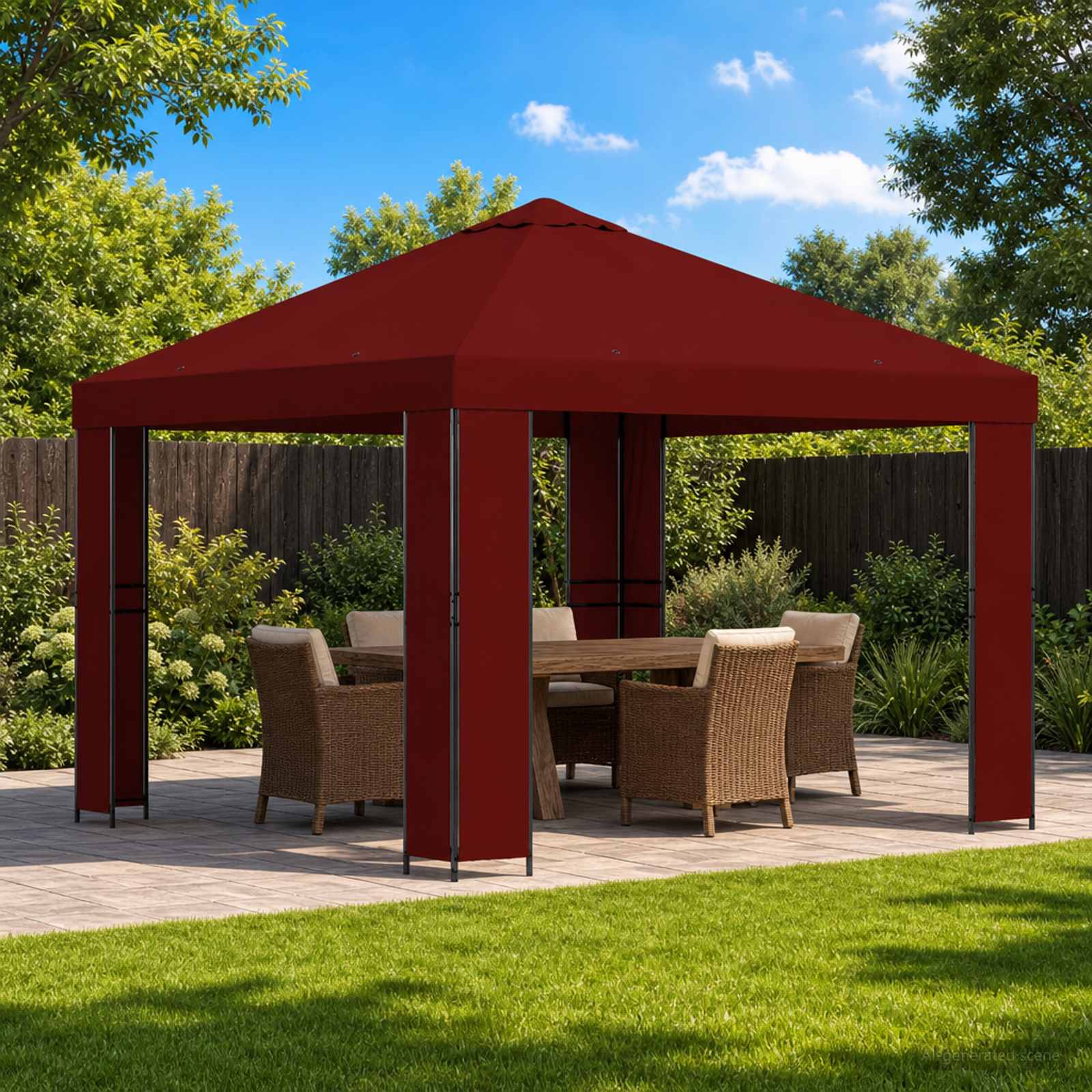 Gazebo 3 x 3 m Tamno crvena Poliester i čelik 190 gsm